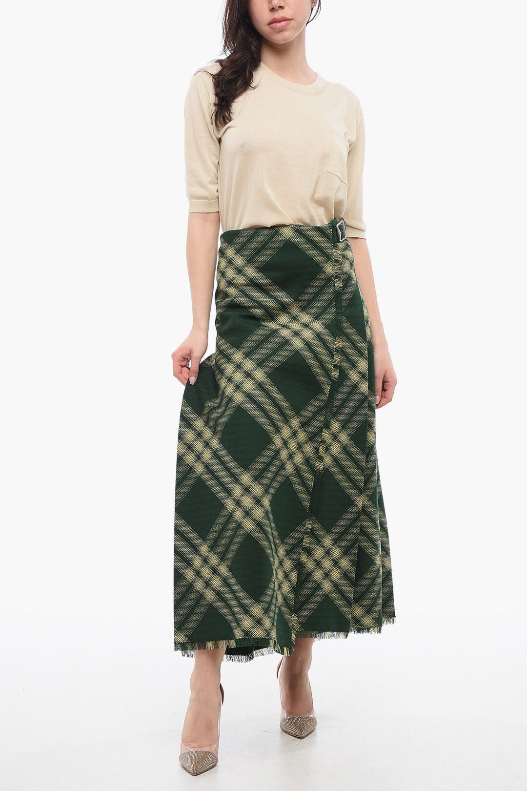 Burberry Wool Wrap Skirt with Fringed Hem Size S / US 4 / IT 40 - 3 Thumbnail
