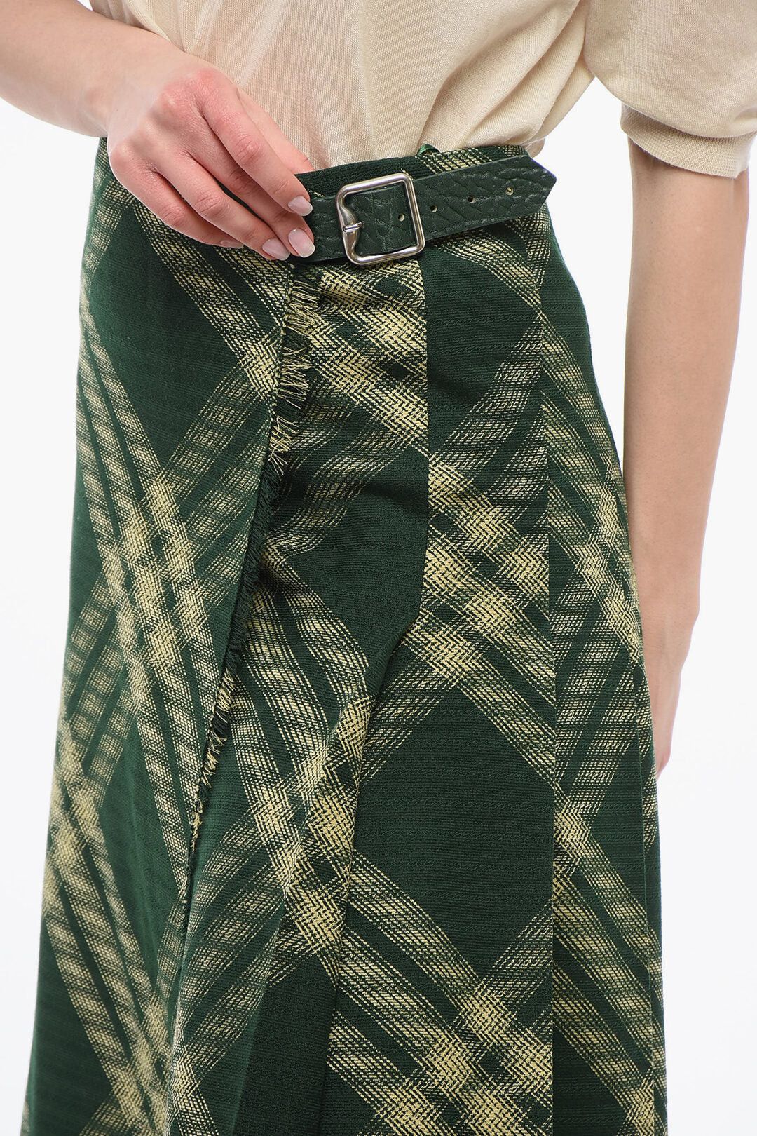 Burberry Wool Wrap Skirt with Fringed Hem Size S / US 4 / IT 40 - 2 Thumbnail