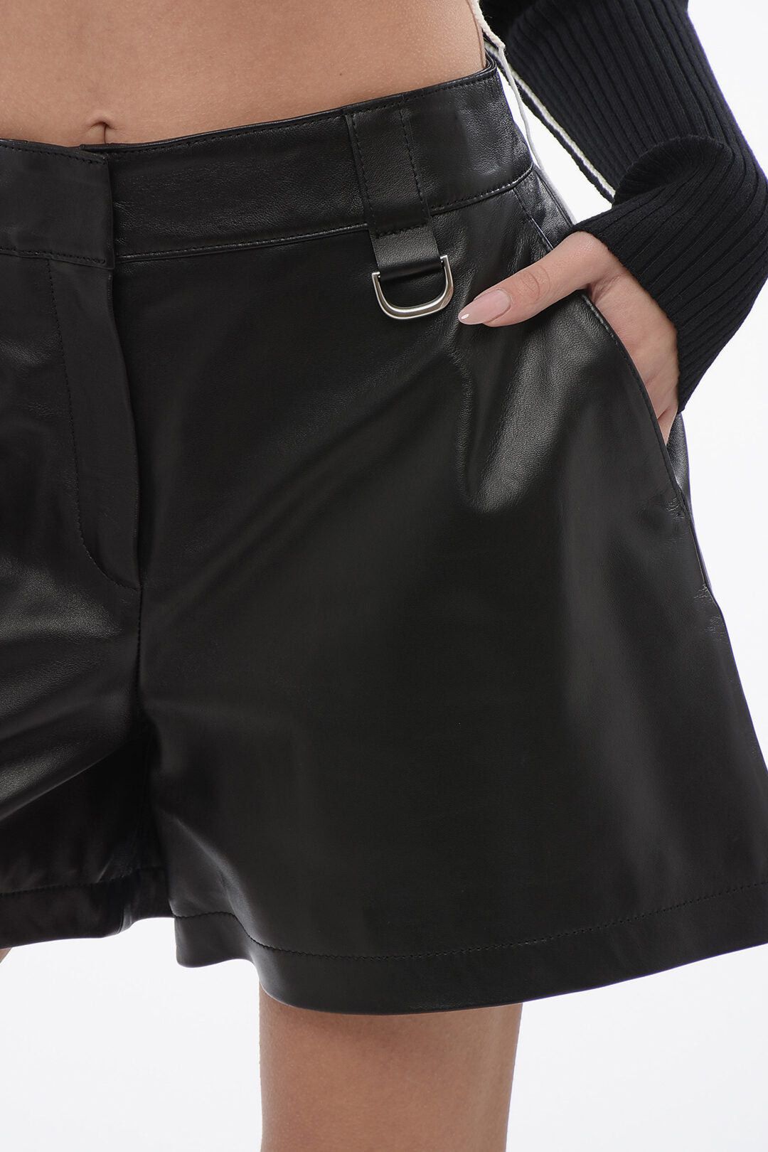 Off-White High-Waisted Leather Shorts CARGO Size 26" / US 2 / IT 38 - 3 Thumbnail