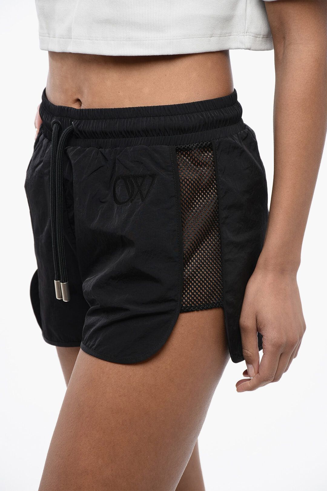 Off-White Nylon Shorts CRISPY with Mesh Side Band Size 30" / US 8 / IT 44 - 3 Thumbnail