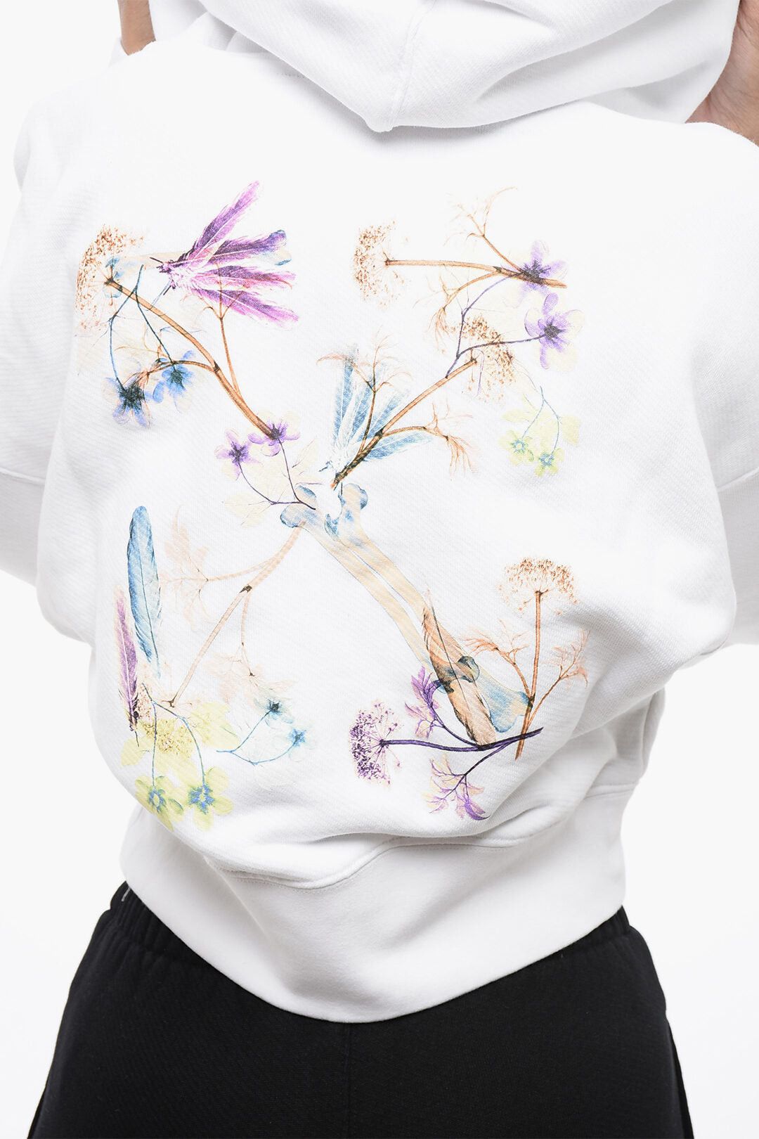 Off-White Printed Cropped Hoodie Sweatshirt Size XS / US 0-2 / IT 36-38 - 3 Thumbnail