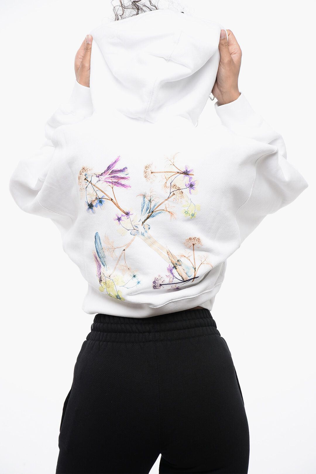 Off-White Printed Cropped Hoodie Sweatshirt Size XS / US 0-2 / IT 36-38 - 2 Thumbnail