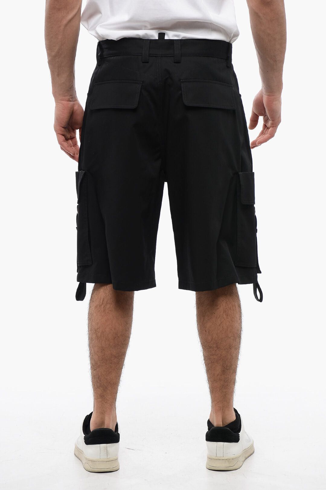 Off-White Cotton Cargo Shorts with Eyelets and Buckles Size US 26 / EU 42 - 2 Thumbnail