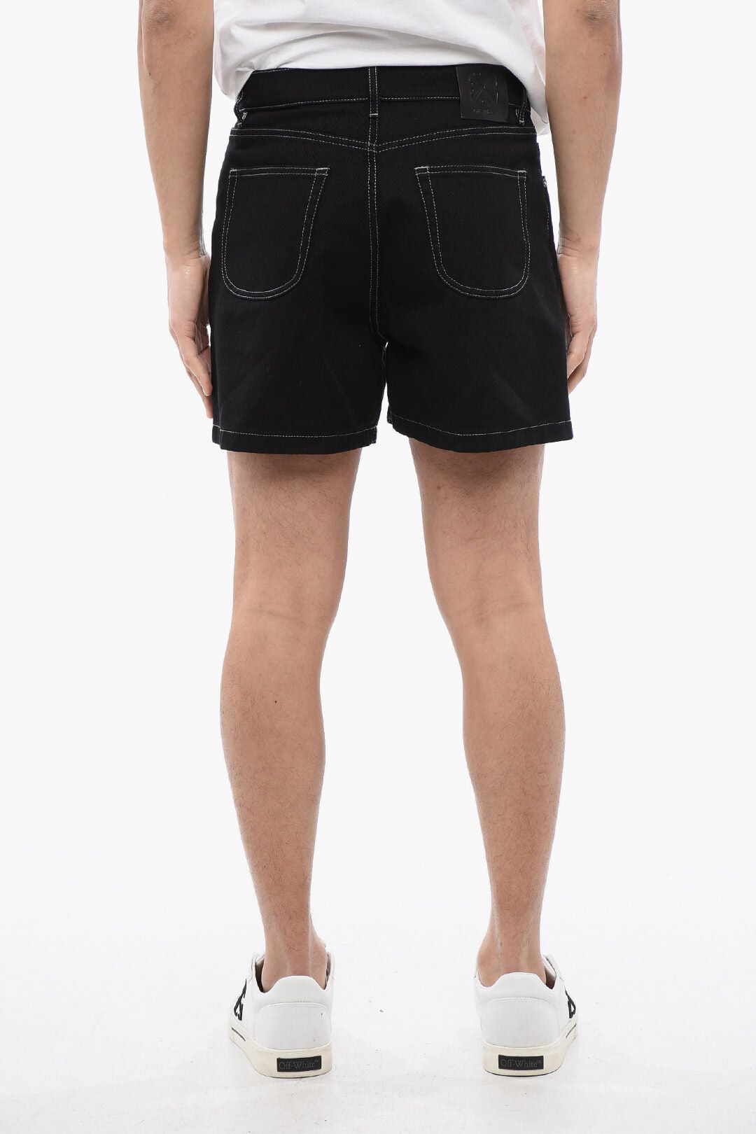 Off-White Dark-Wash Shorts with Logo Embroidery Size US 31 - 2 Thumbnail