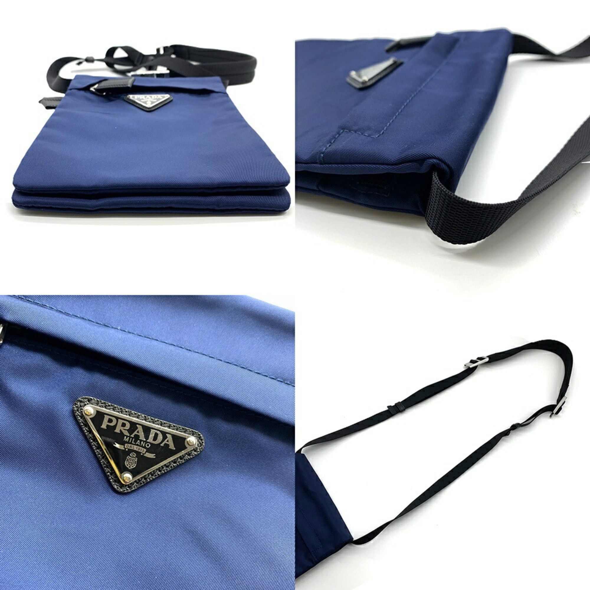 Prada Prada Nylon Triangle Shoulder Bag Blue Crossbody 2VH059 PRADA Size ONE SIZE - 3 Thumbnail