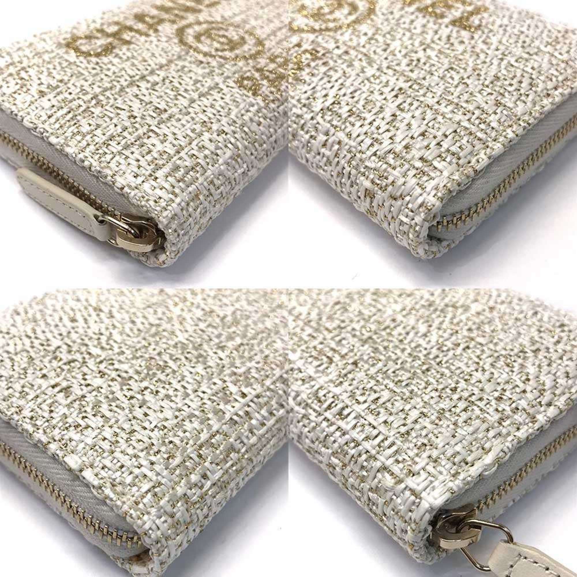 Chanel CHANEL Deauville Round Long Wallet in Tweed and White Gold A81973 Size ONE SIZE - 3 Thumbnail