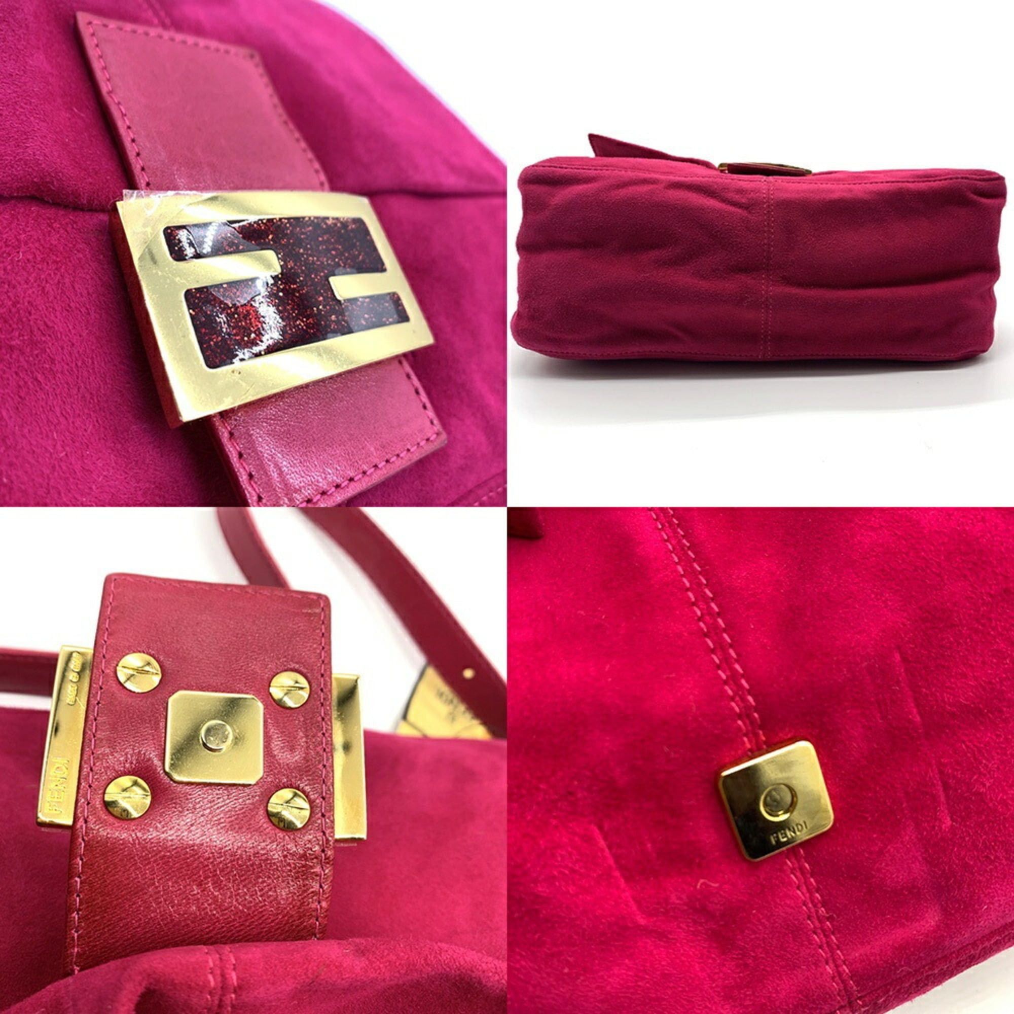 Fendi Fendi Mamma Bucket Suede Handbag in Pink and Red for Women Size ONE SIZE - 4 Thumbnail
