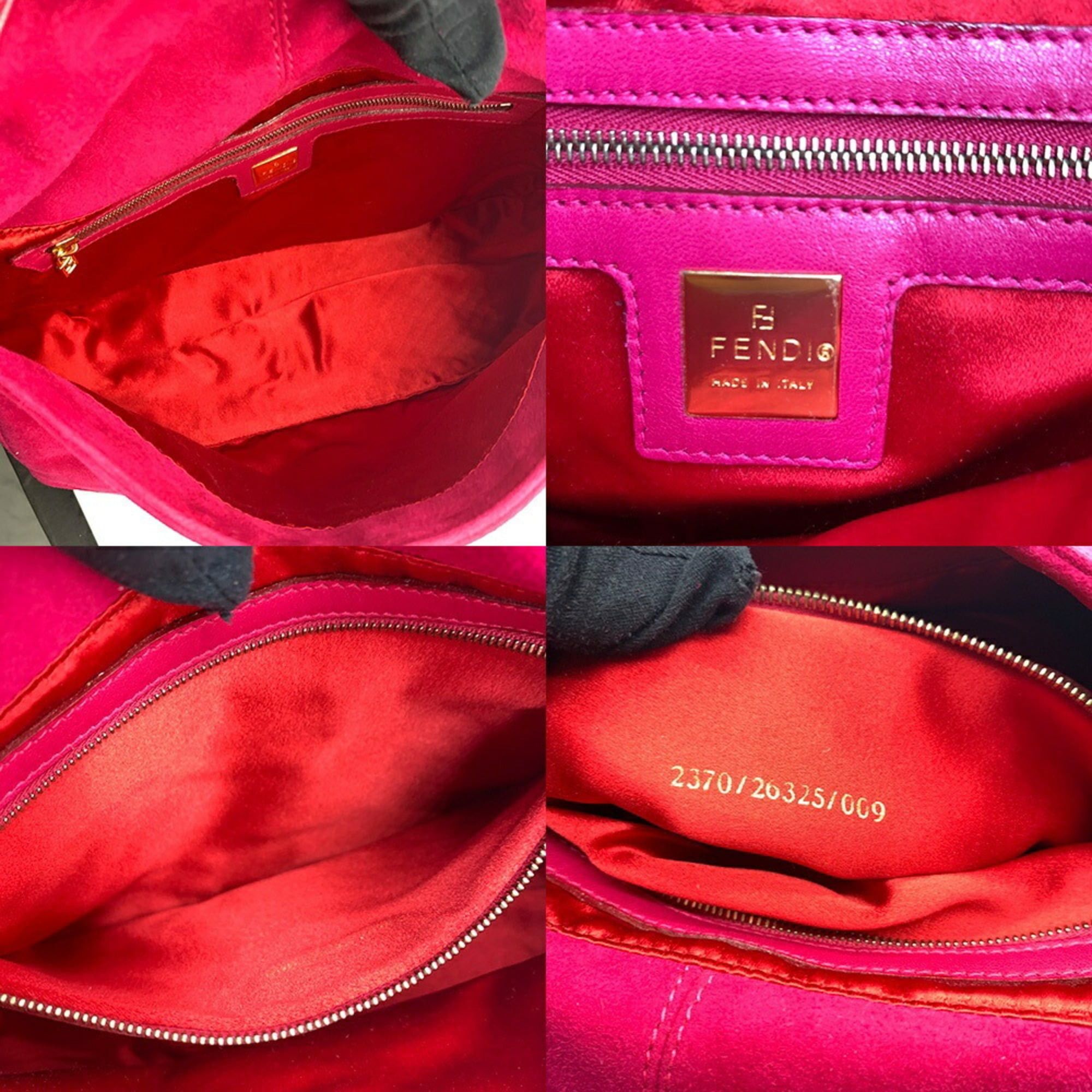 Fendi Fendi Mamma Bucket Suede Handbag in Pink and Red for Women Size ONE SIZE - 6 Thumbnail