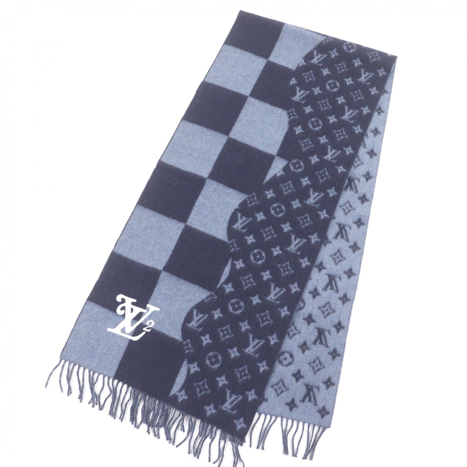 Louis Vuitton Louis Vuitton Louis Vuitton NIGO 100% Cashmere Scarf Textile Scarf DUTY FREE for USA Size ONE SIZE - 4 Thumbnail