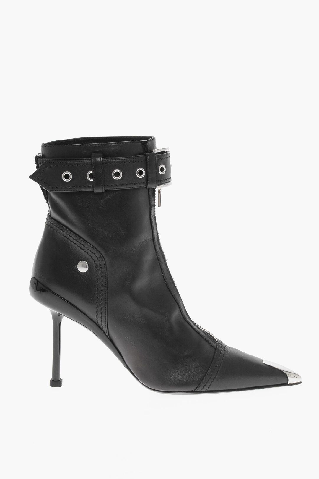 Alexander McQueen Leather Ankle Boots with Front Zip and 10cm Stiletto Heel Size US 6 / IT 36 - 3 Thumbnail