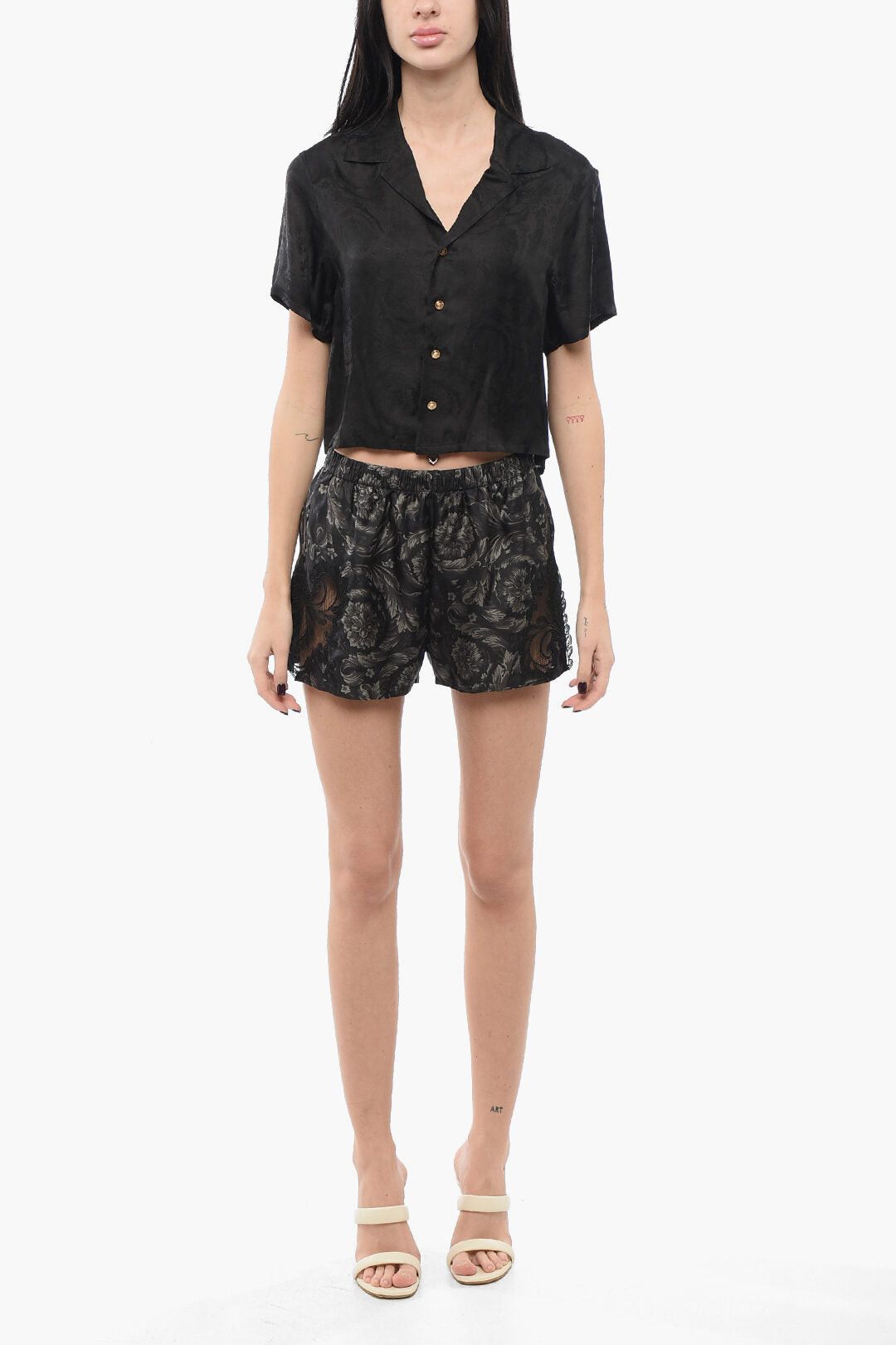 Versace Baroque Silk Shorts with Lace Size 32" / US 10 / IT 46 - 4 Thumbnail