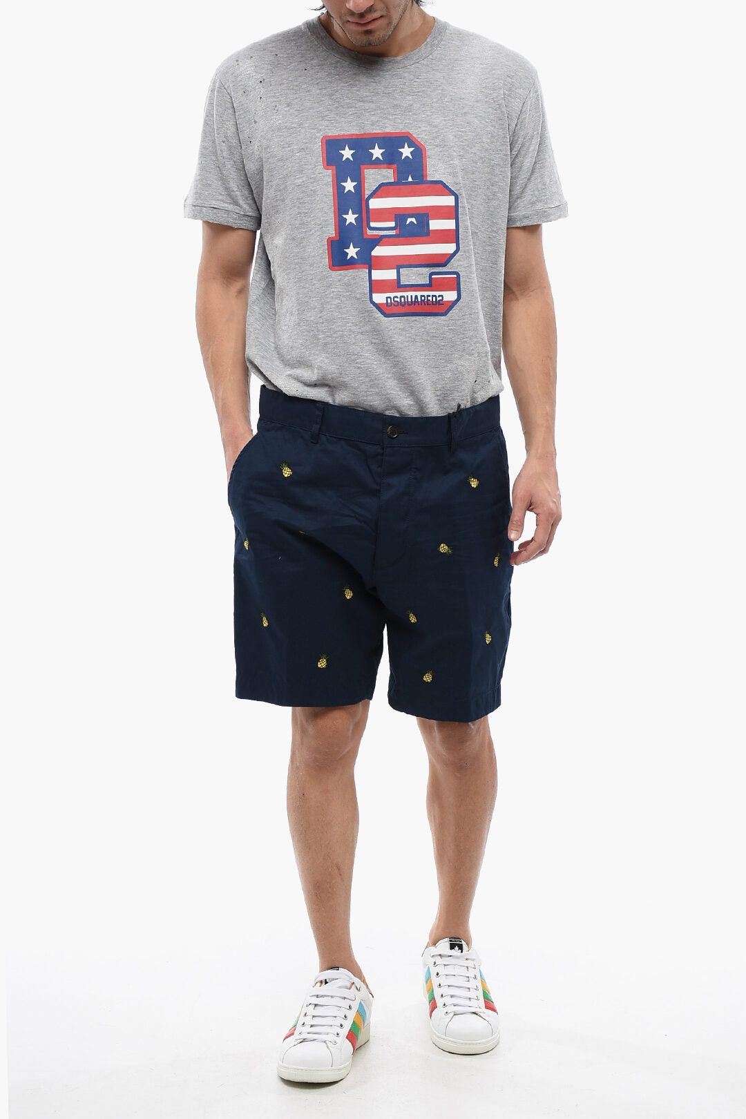 Dsquared2 Cotton Shorts with Pineapple Embroidery Size US 30 / EU 46 - 4 Thumbnail