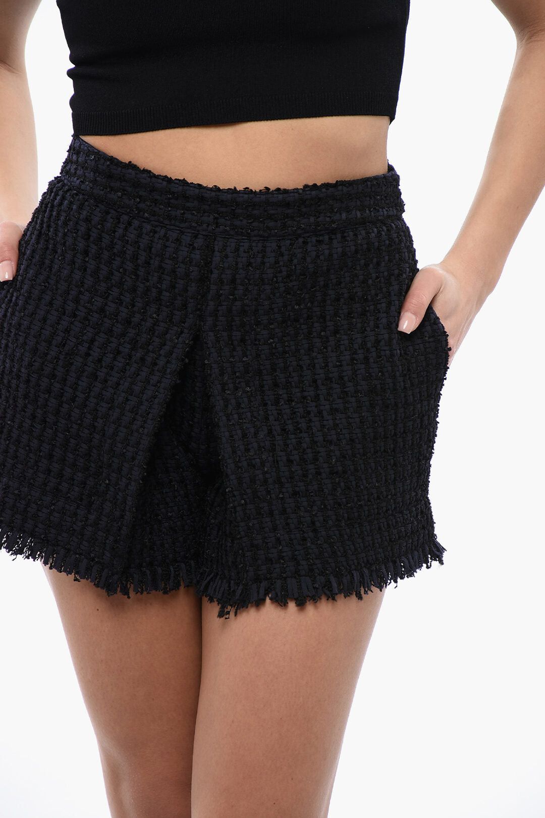 Dsquared2 Tweed Shorts with Front Pleats Size 26" / US 2 / IT 38 - 3 Thumbnail
