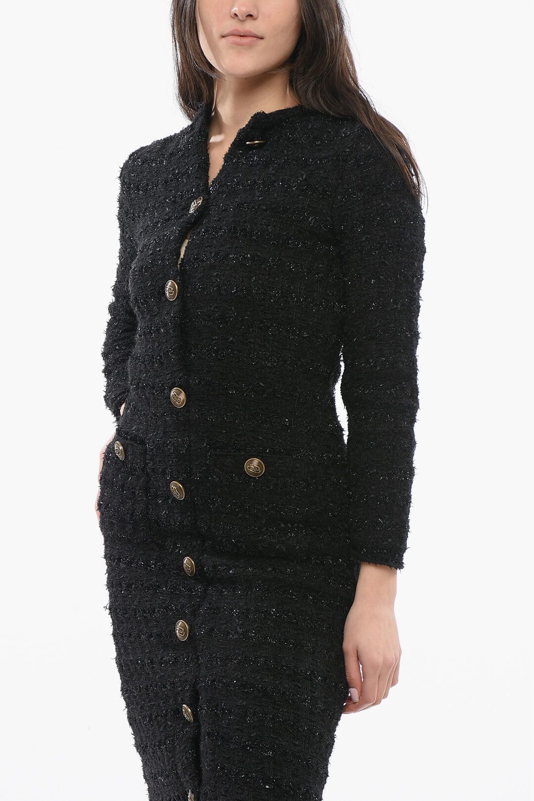 Balenciaga Tweed Dress with Logo Buttons Size M / US 6-8 / IT 42-44 - 4 Thumbnail