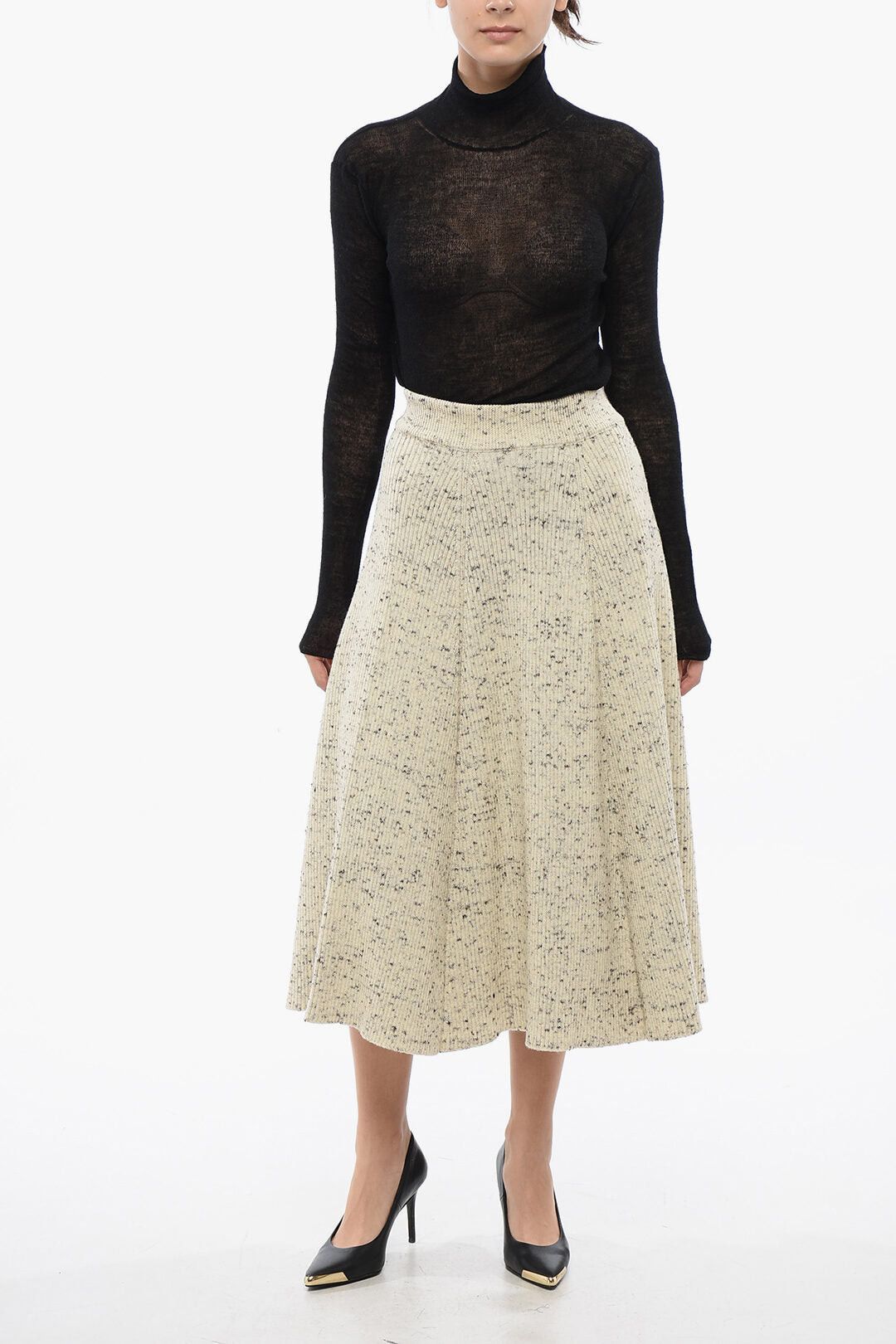 Jil Sander Wool Flared Skirt with Spotted Pattern Size 25" / US 0 / IT 36 - 4 Thumbnail