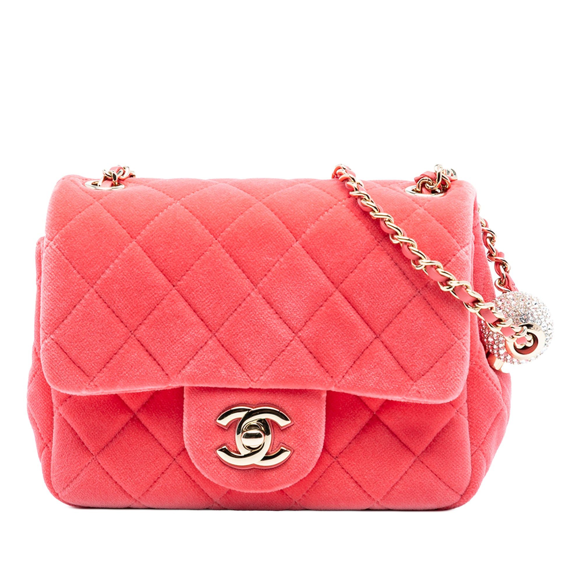 Chanel Mini Square Classic Velvet Pearl Crush Single Flap Size ONE SIZE - 6 Thumbnail
