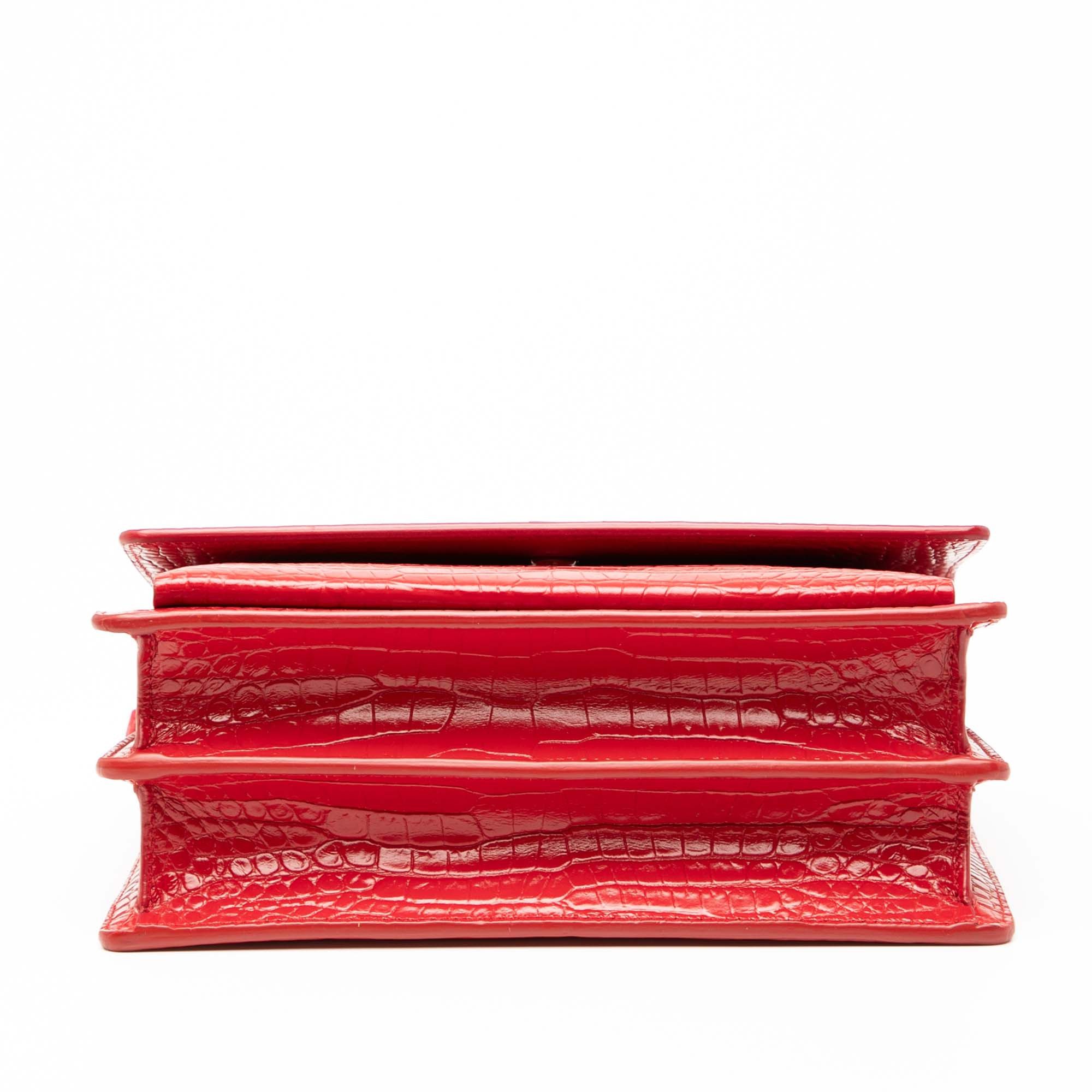 Saint Laurent Paris Medium Croc Embossed Leather Monogram Sunset Crossbody Size ONE SIZE - 3 Thumbnail