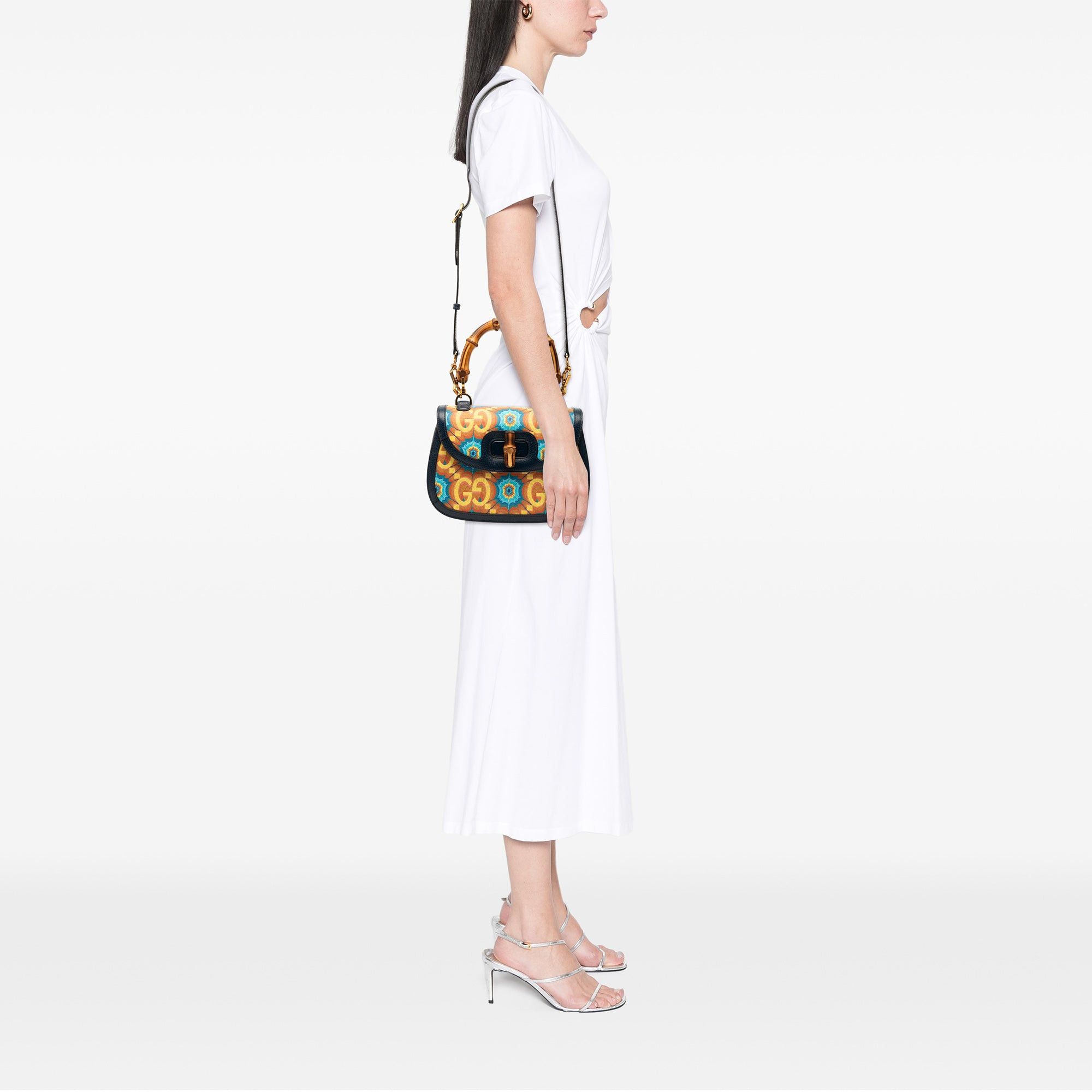 Gucci 100th Anniversary Medium GG Coated Canvas Kaleidoscope 1947 Bamboo Top Handle Bag Size ONE SIZE - 7 Thumbnail