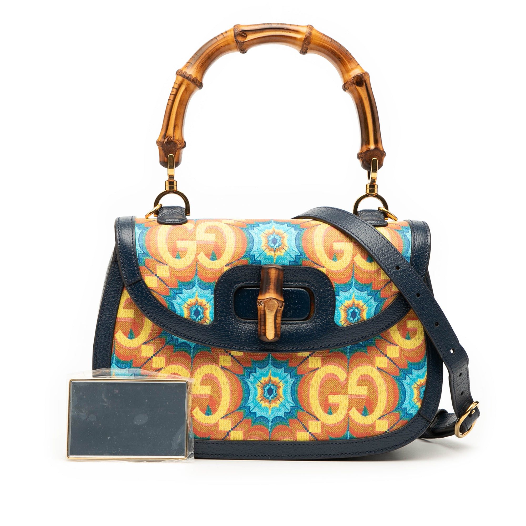 Gucci 100th Anniversary Medium GG Coated Canvas Kaleidoscope 1947 Bamboo Top Handle Bag Size ONE SIZE - 8 Thumbnail