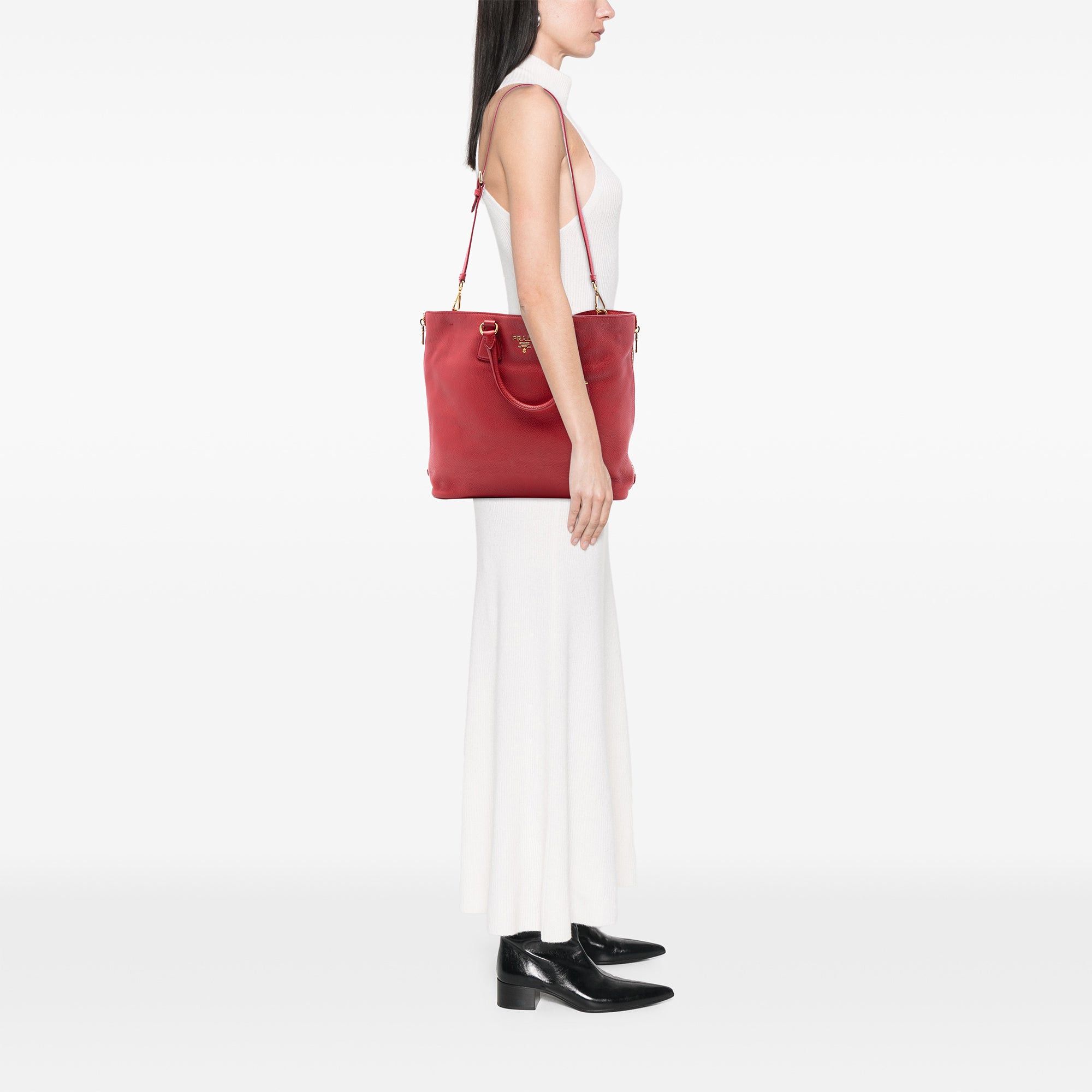 Prada Vitello Daino Side Zip Shopper Tote Size ONE SIZE - 6 Thumbnail