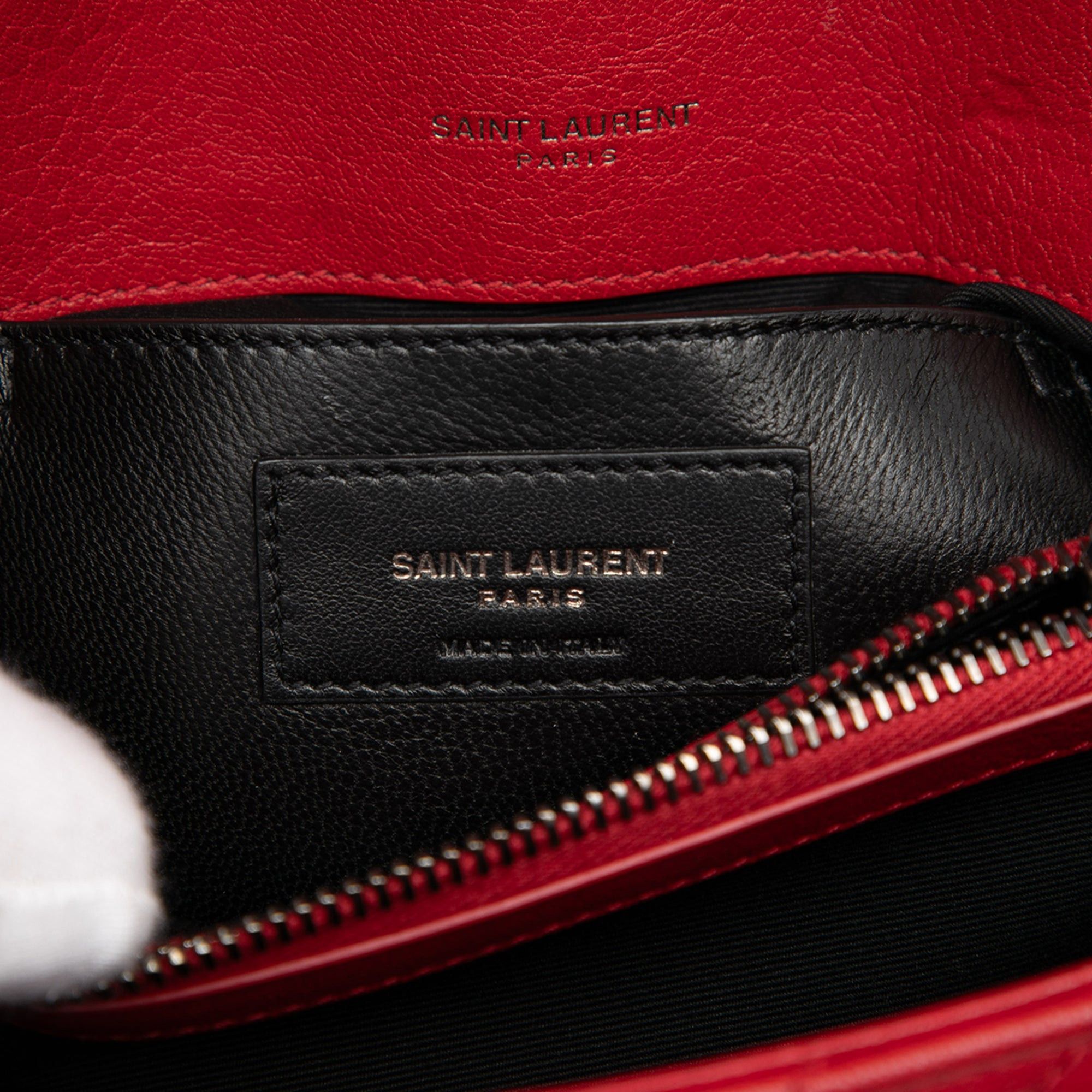 Saint Laurent Paris Medium Quilted Chevron Sheepskin College Satchel Size ONE SIZE - 5 Thumbnail