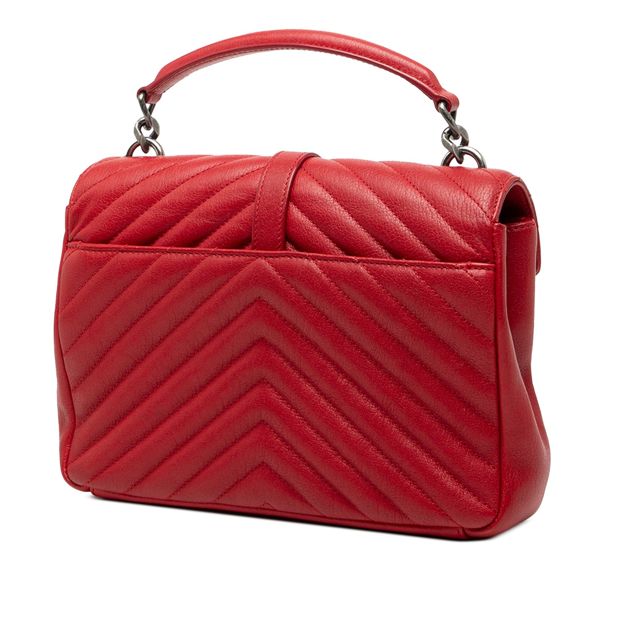 Saint Laurent Paris Medium Quilted Chevron Sheepskin College Satchel Size ONE SIZE - 2 Thumbnail