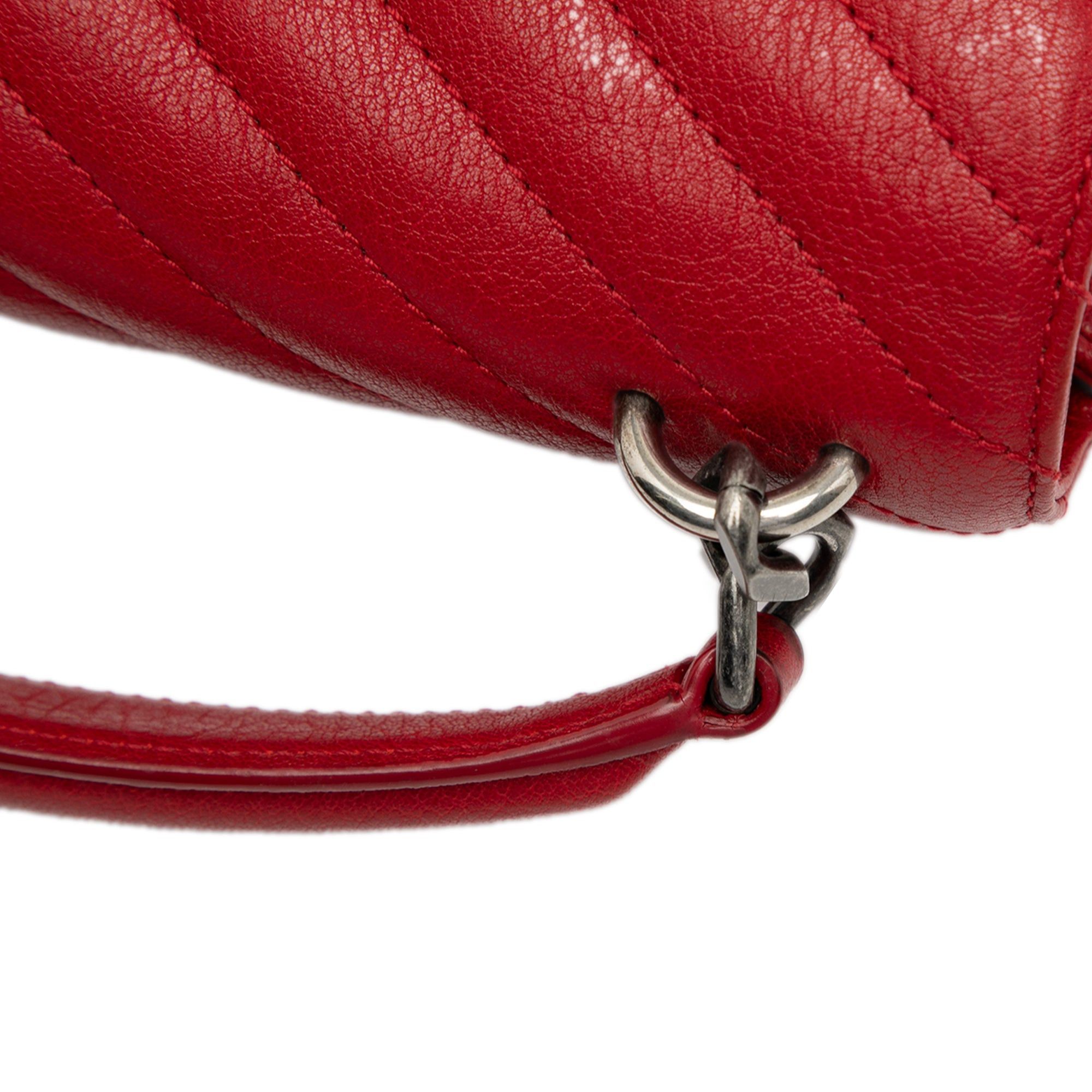 Saint Laurent Paris Medium Quilted Chevron Sheepskin College Satchel Size ONE SIZE - 7 Thumbnail