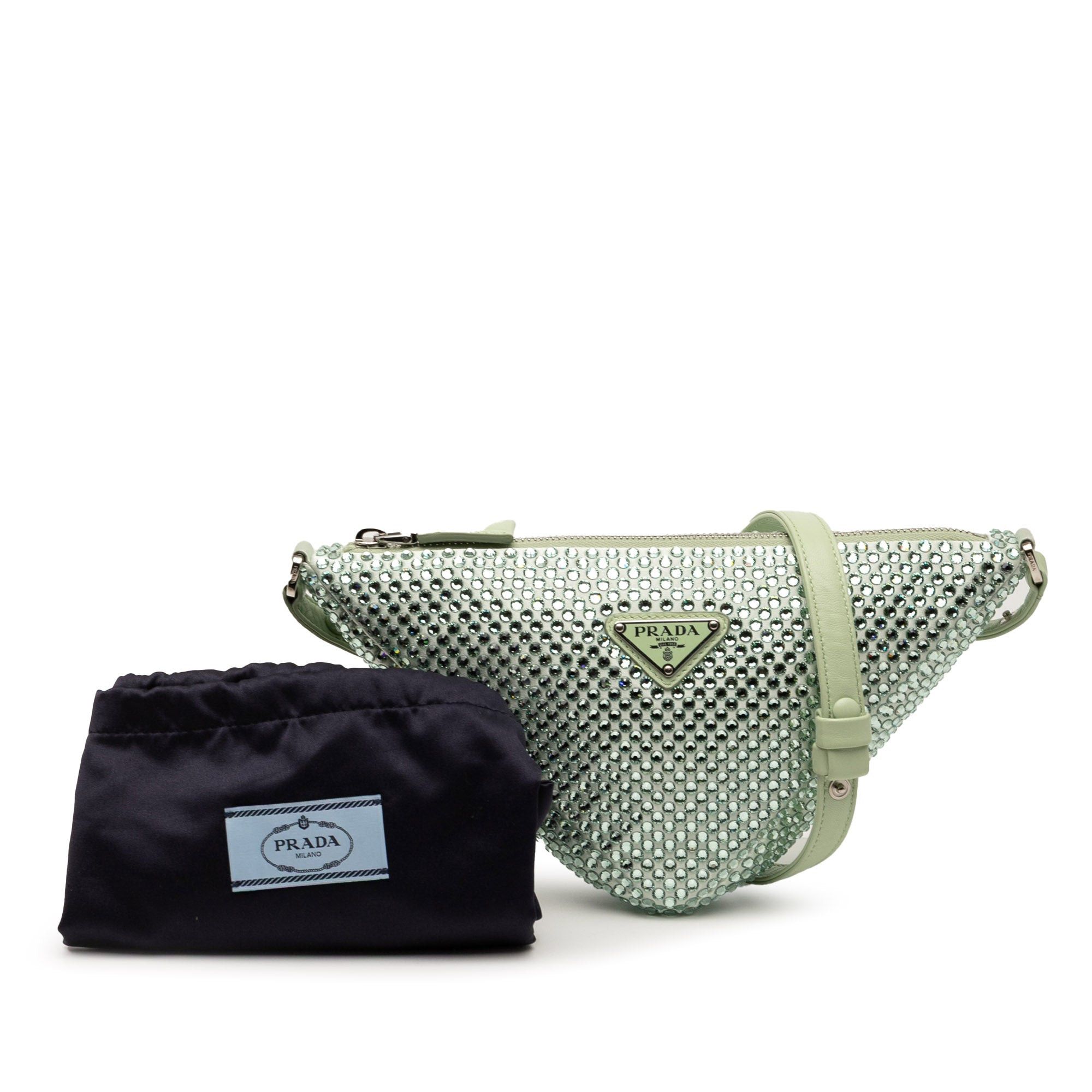 Prada Satin Crystal Embellished Triangle Pouch Size ONE SIZE - 8 Thumbnail