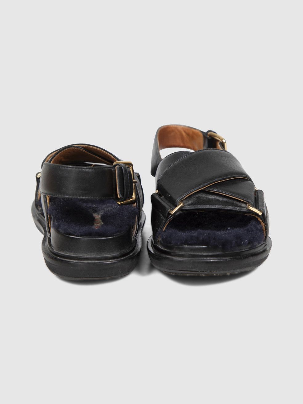 Marni Black Leather Shearling Sole Sandals Size US 6 / IT 36 - 4 Thumbnail