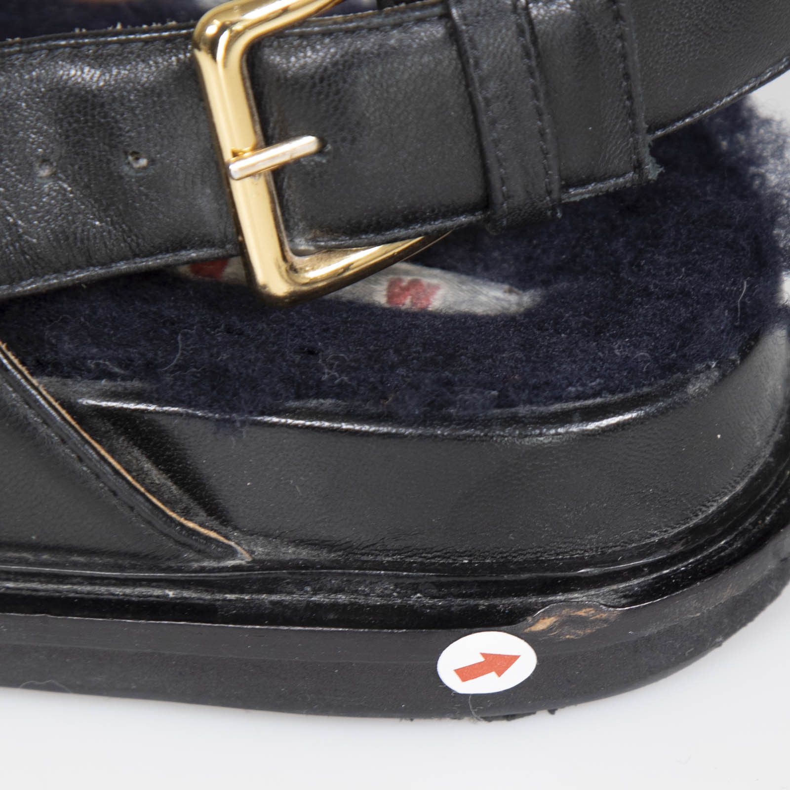 Marni Black Leather Shearling Sole Sandals Size US 6 / IT 36 - 10 Thumbnail