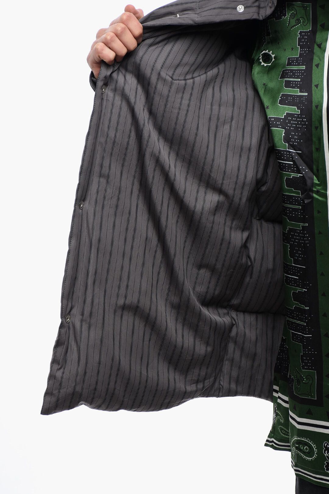 Off-White Padded Cotton Overshirt with Pinstripe Pattern and Reversible Design Size US XL / EU 56 / 4 - 5 Thumbnail