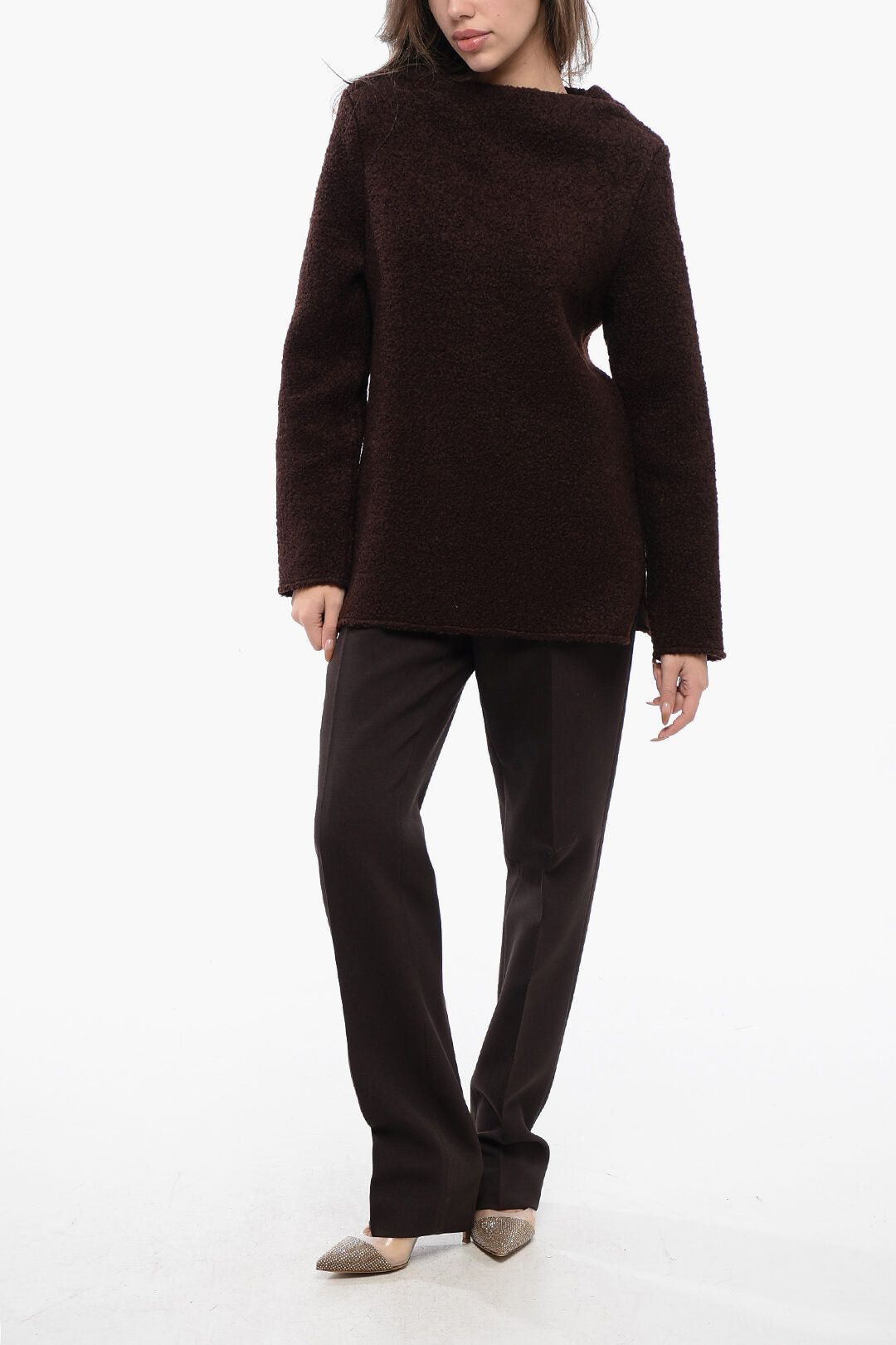 Jil Sander Bouclé Wool Sweater with Boat Neck Size S / US 4 / IT 40 - 4 Thumbnail
