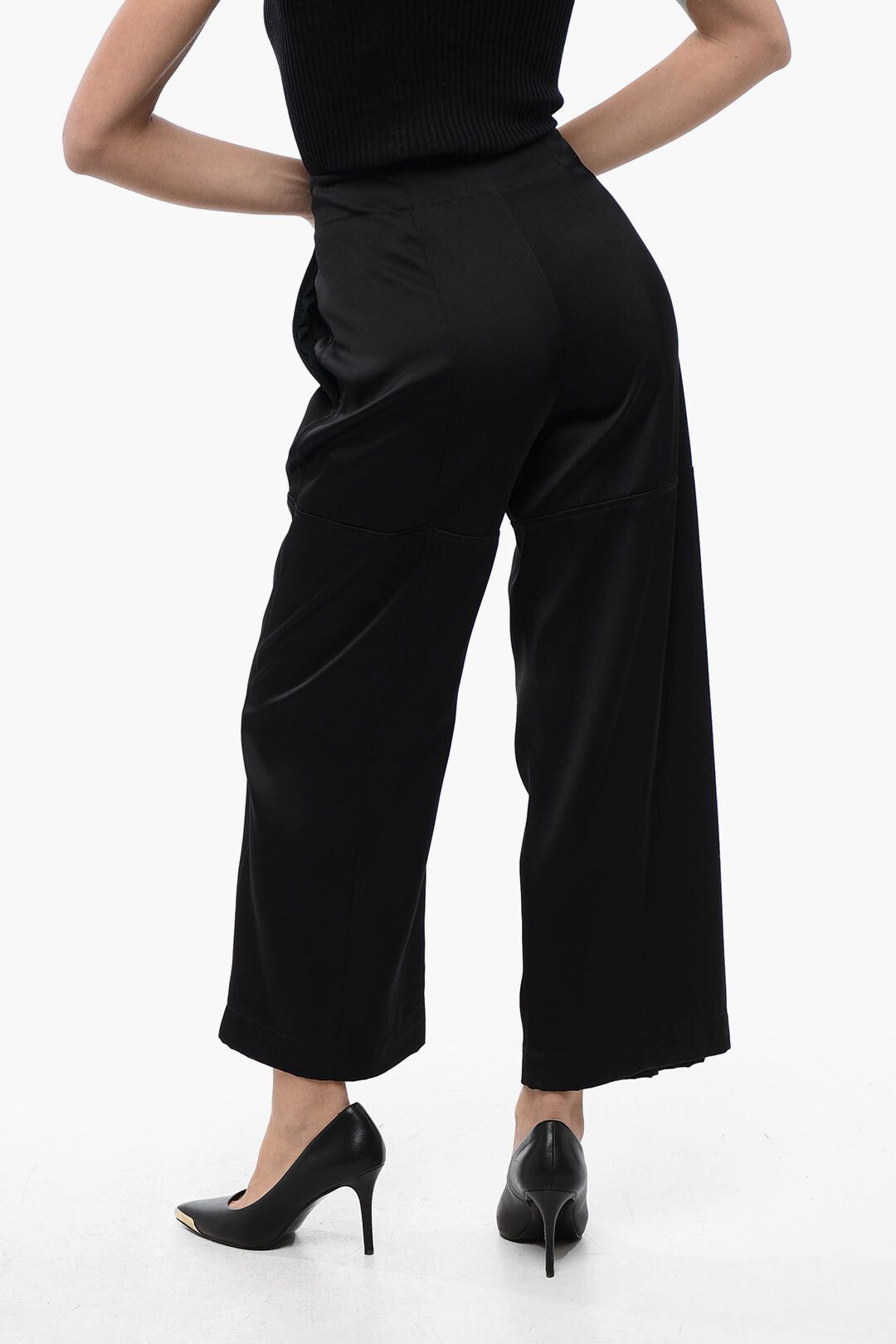 Jil Sander Cropped Wide-Leg Pants with Zip Detail Size 28" / US 6 / IT 42 - 4 Thumbnail