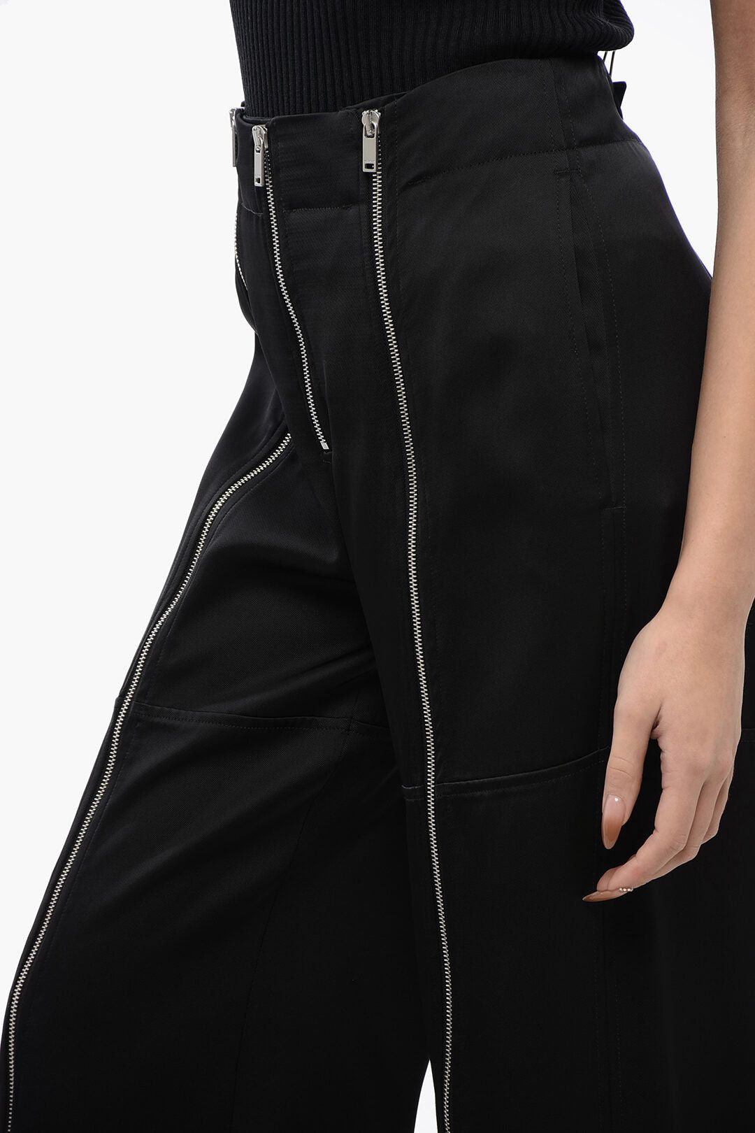 Jil Sander Cropped Wide-Leg Pants with Zip Detail Size 28" / US 6 / IT 42 - 2 Thumbnail