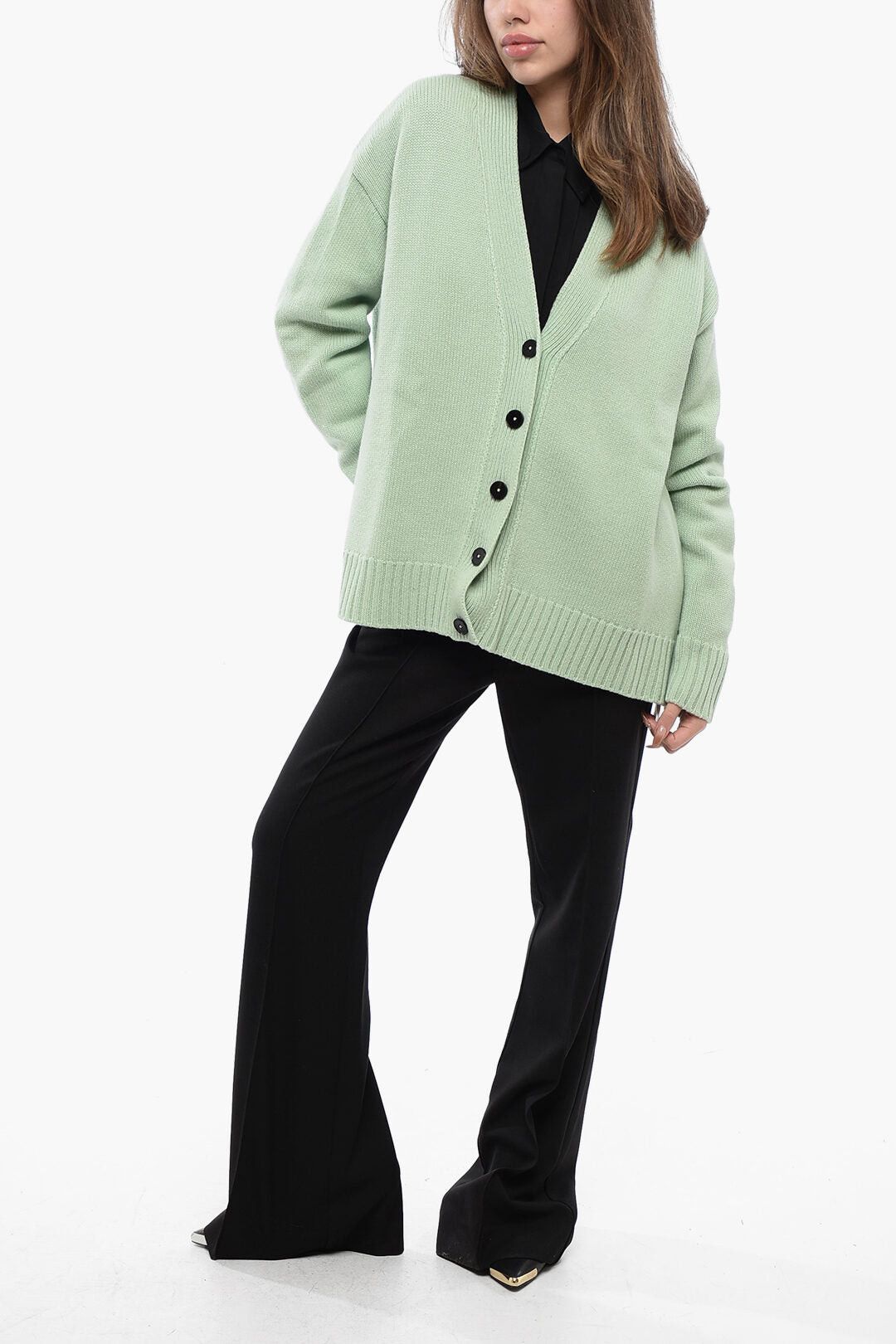 Jil Sander Cashmere-Blend Cardigan with Asymmetric Hem Size L / US 10 / IT 46 - 4 Thumbnail