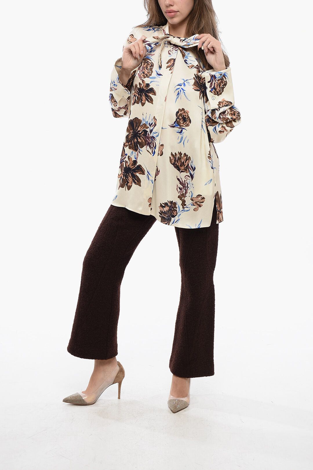 Jil Sander Floral Blouse with Tie Detail Size XL / US 12-14 / IT 48-50 - 4 Thumbnail
