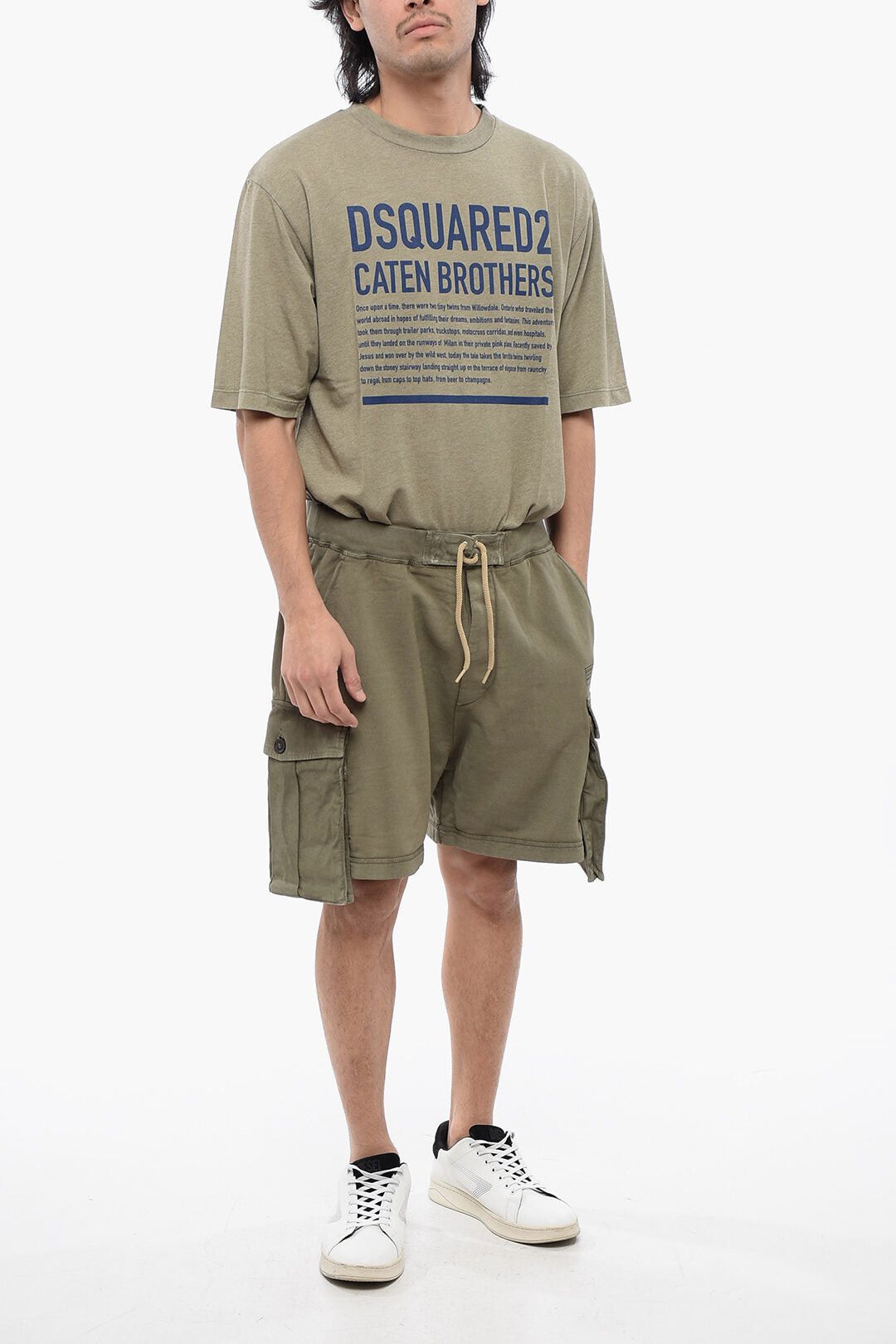 Dsquared2 Brushed Cotton Cargo Shorts with Rope Drawstring Size US 33 - 4 Thumbnail