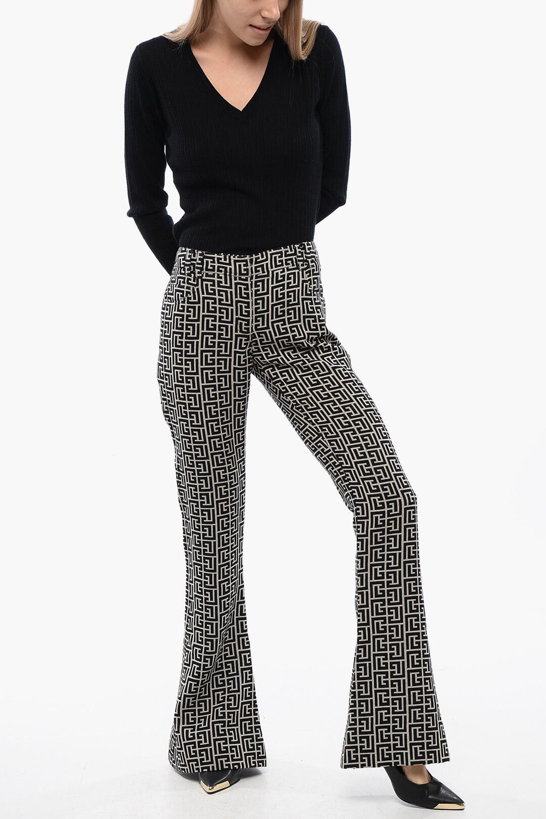 Balmain Low-Rise Wool Flared Trousers Size 27" / US 4 / IT 40 - 3 Thumbnail