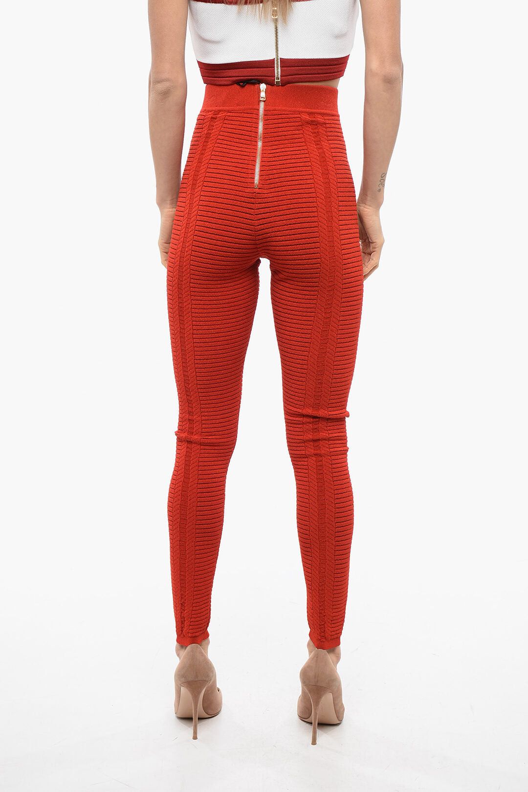Balmain High-Waist Knit Leggings With Zip Size 28" / US 6 / IT 42 - 2 Thumbnail