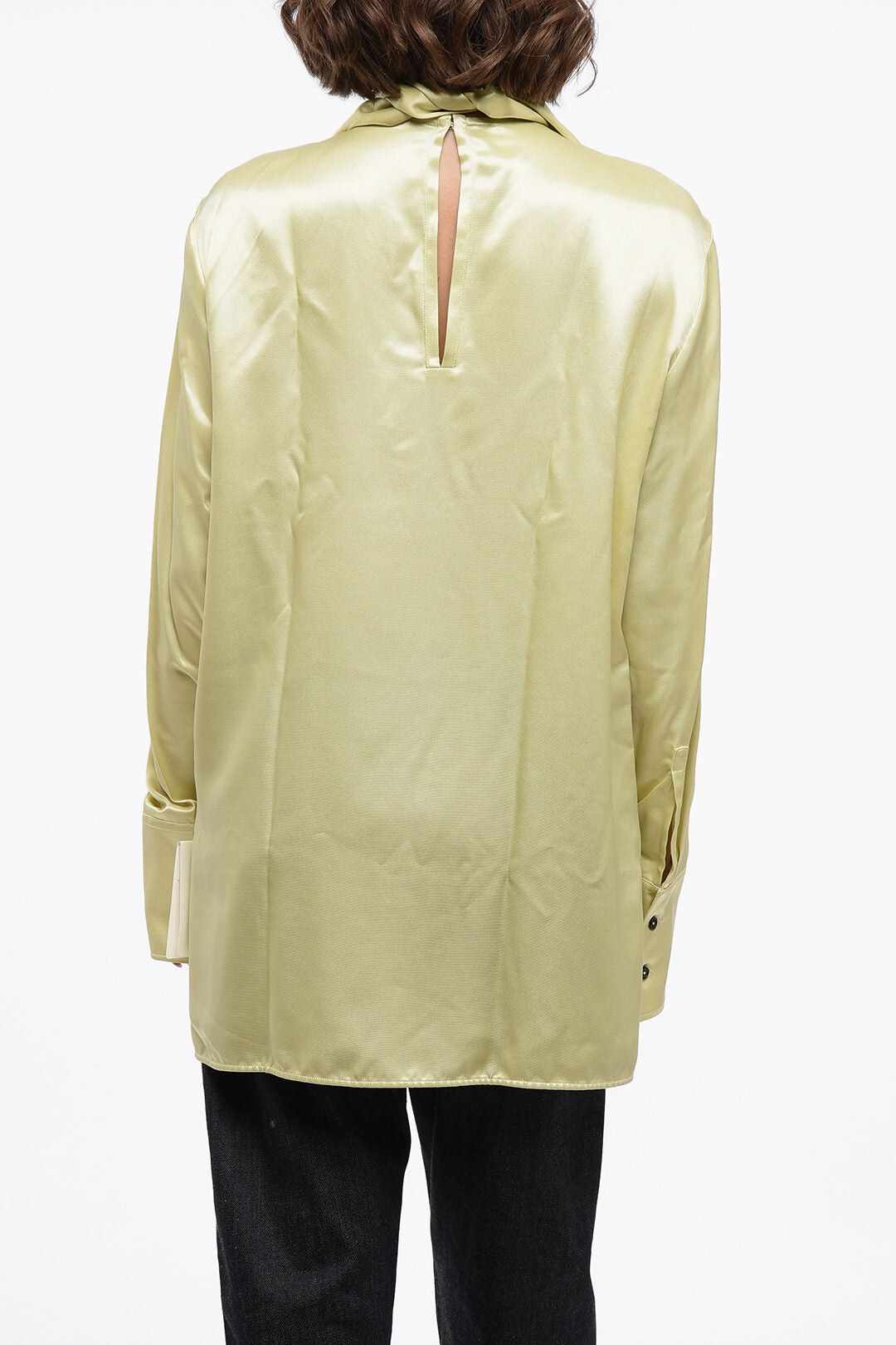 Jil Sander Tie-Neck Satin Blouse Size S / US 4 / IT 40 - 2 Thumbnail