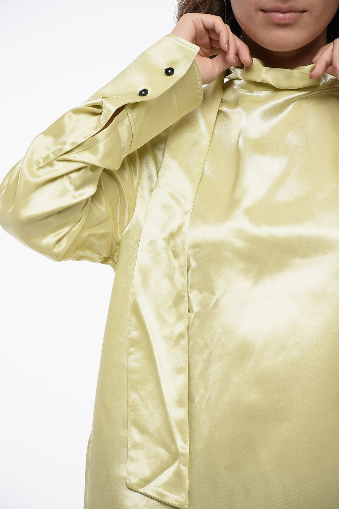 Jil Sander Tie-Neck Satin Blouse Size XL / US 12-14 / IT 48-50 - 3 Thumbnail