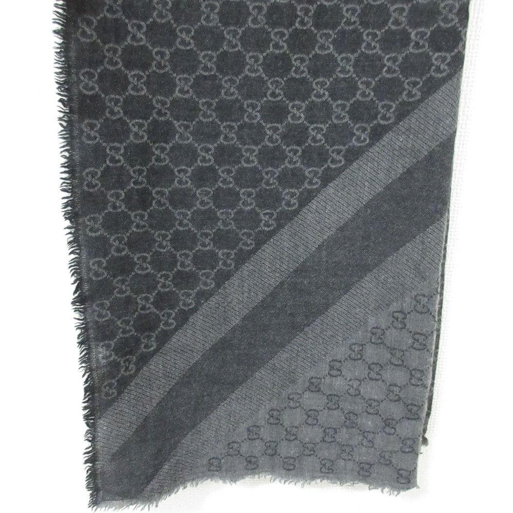 Gucci Gucci Gucci GG Pattern Wool Silk Large Scarf Textile Shawl DUTY FREE for USA Size ONE SIZE - 3 Thumbnail