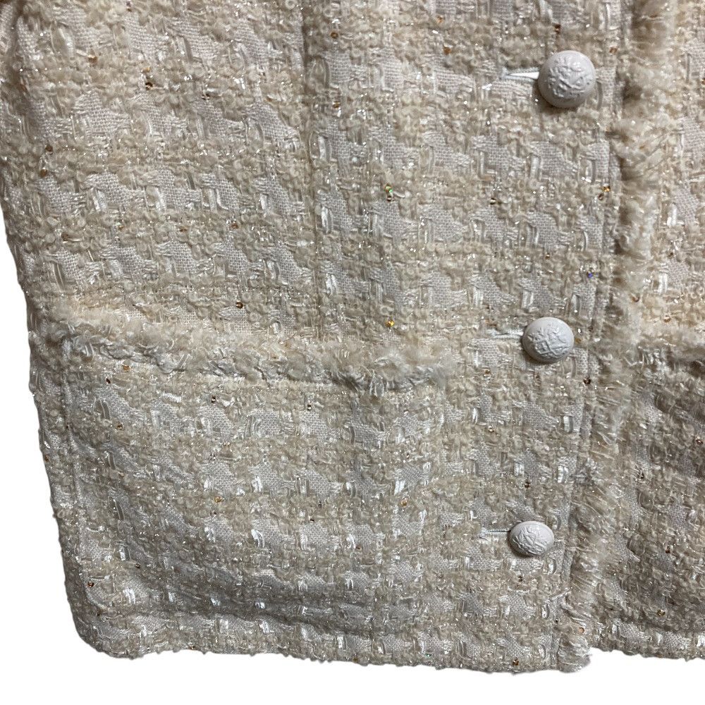 Other BEIGE MONGE Spangle Tweed Collarless Jacket Textile Outerwear JKCXSW0303 DUTY FREE for USA