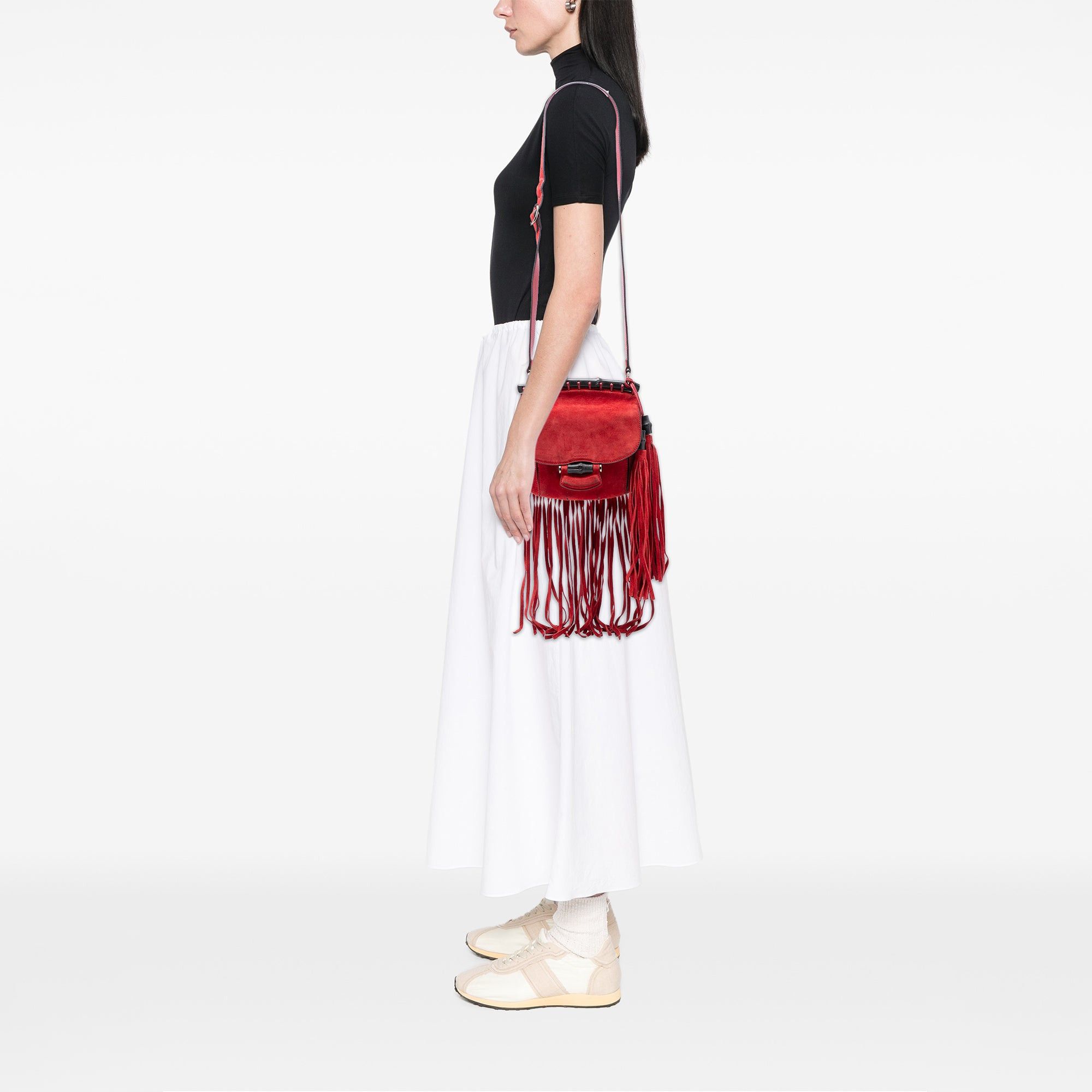 Gucci Small Suede Bamboo Nouveau Fringe Crossbody Size ONE SIZE - 7 Thumbnail