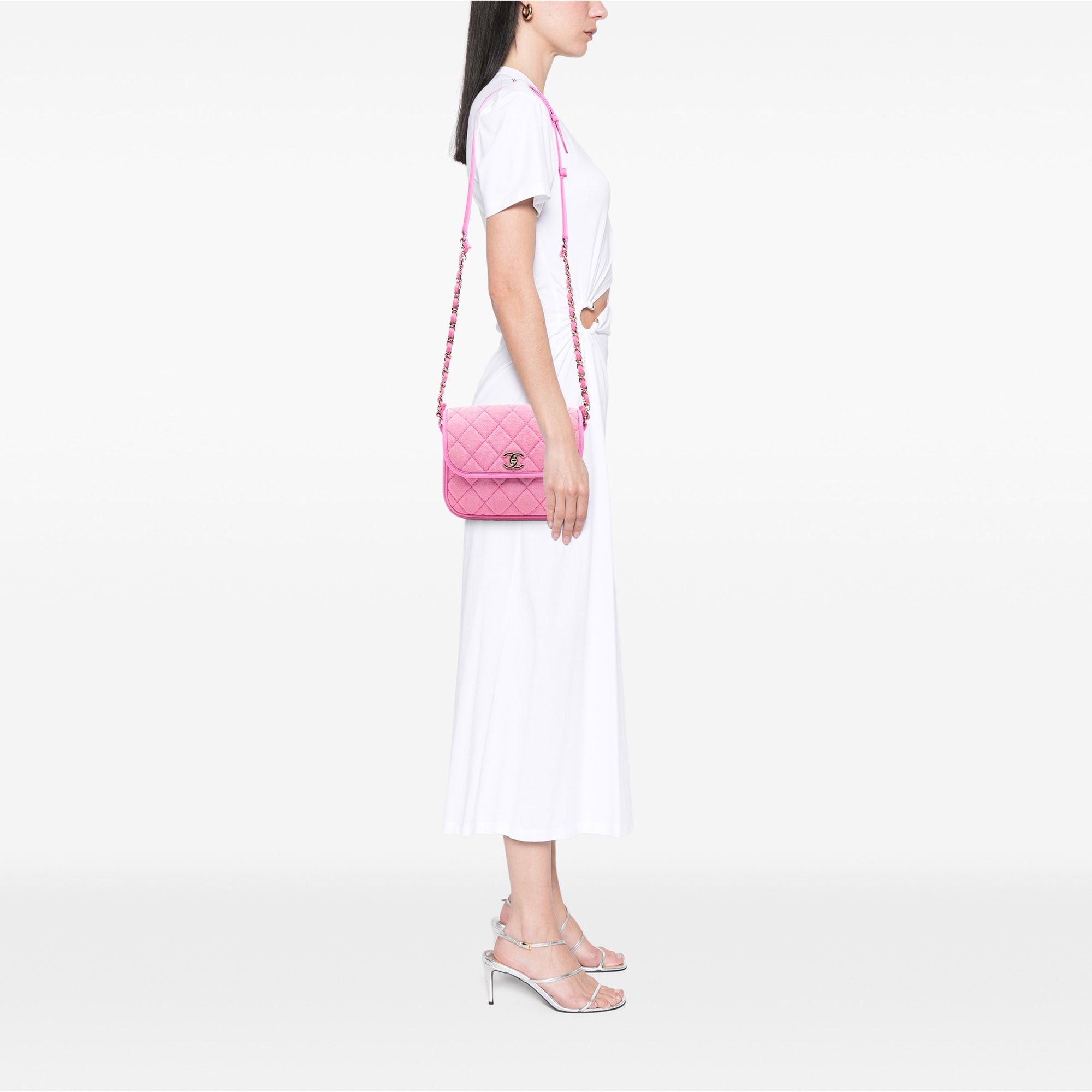 Small CC Quilted Denim Messenger Flap