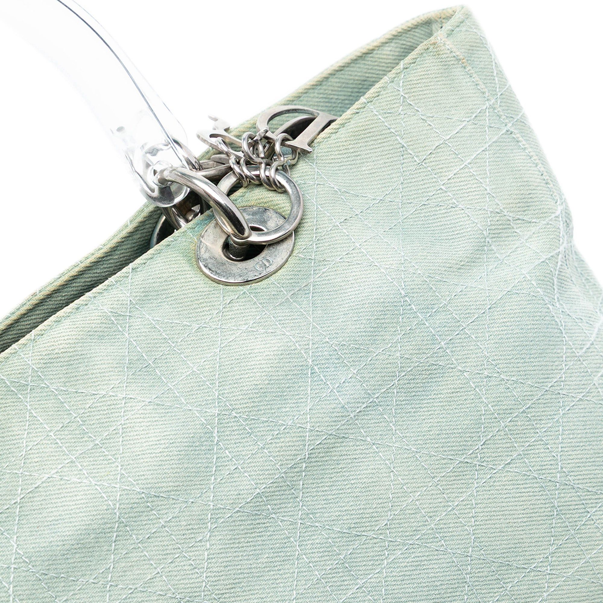 Dior Large Denim Cannage Acrylic Handles Lady Dior Size ONE SIZE - 7 Thumbnail