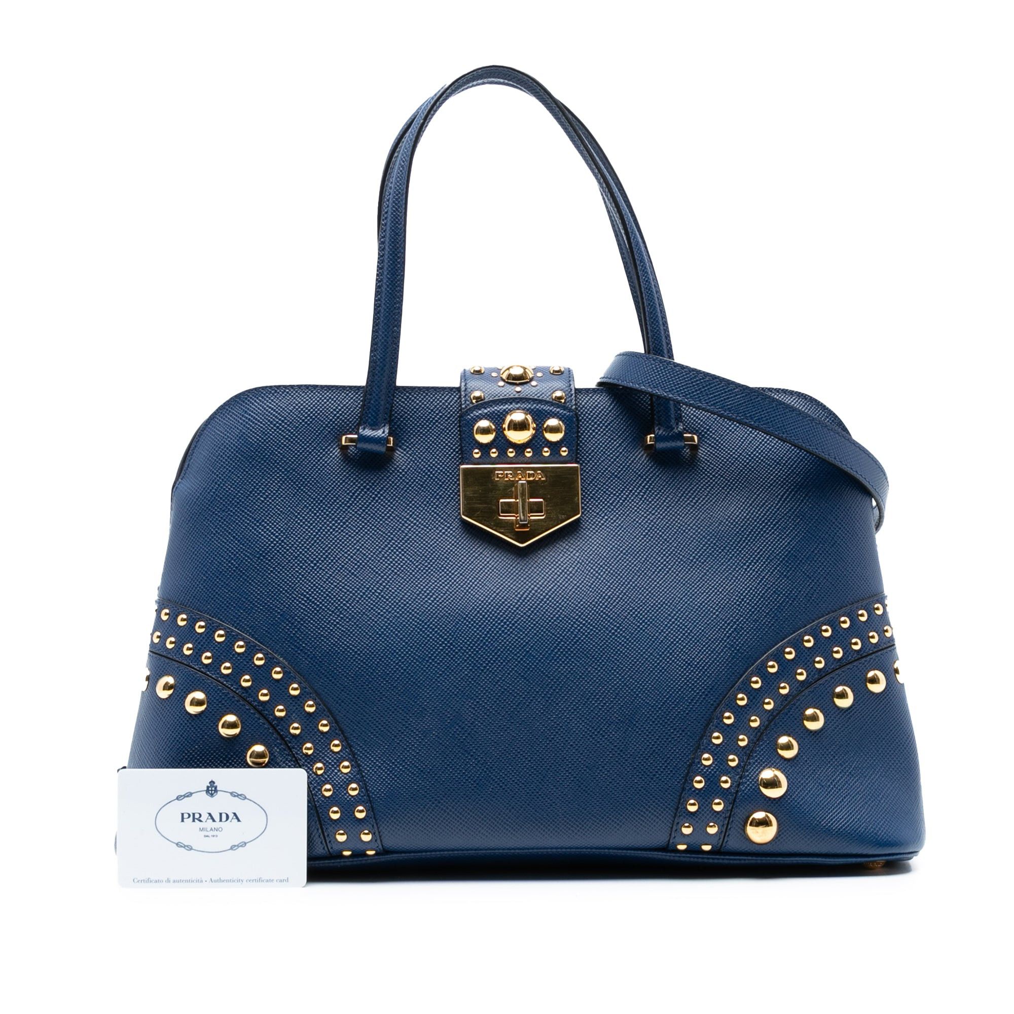 Prada Studded Saffiano Cuir Promenade Satchel Size ONE SIZE - 6 Thumbnail