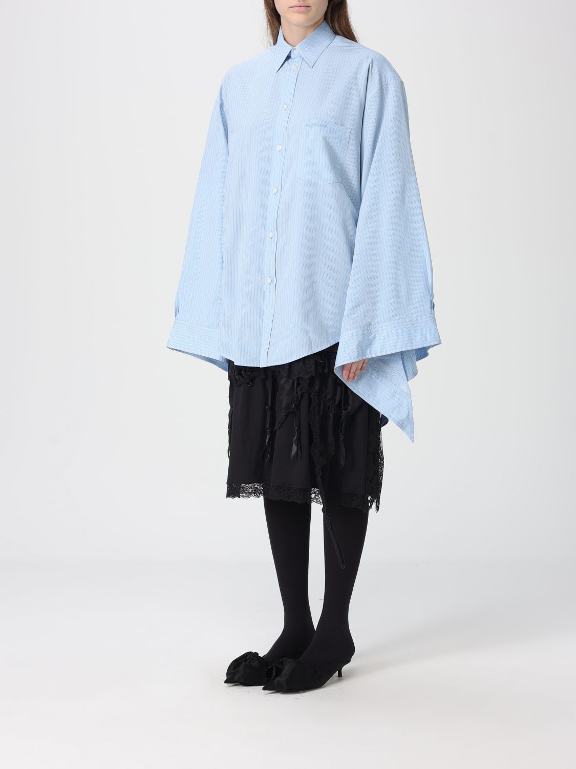 Balenciaga Balenciaga Shirt Woman Gnawed Blue Size M / US 6-8 / IT 42-44 - 4 Thumbnail