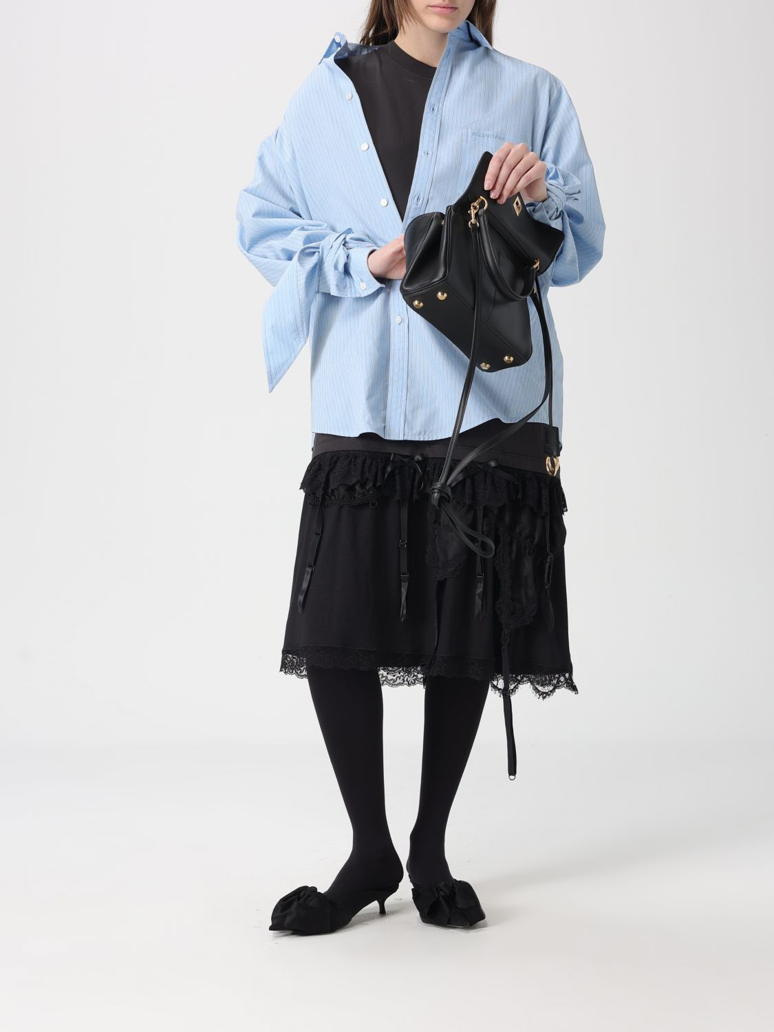 Balenciaga Balenciaga Shirt Woman Gnawed Blue Size M / US 6-8 / IT 42-44 - 2 Thumbnail