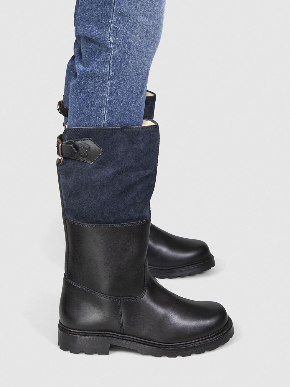 Ludwig Reiter Black & Navy Shearling Lined Boots Size US 6.5 / IT 36.5 - 2 Thumbnail